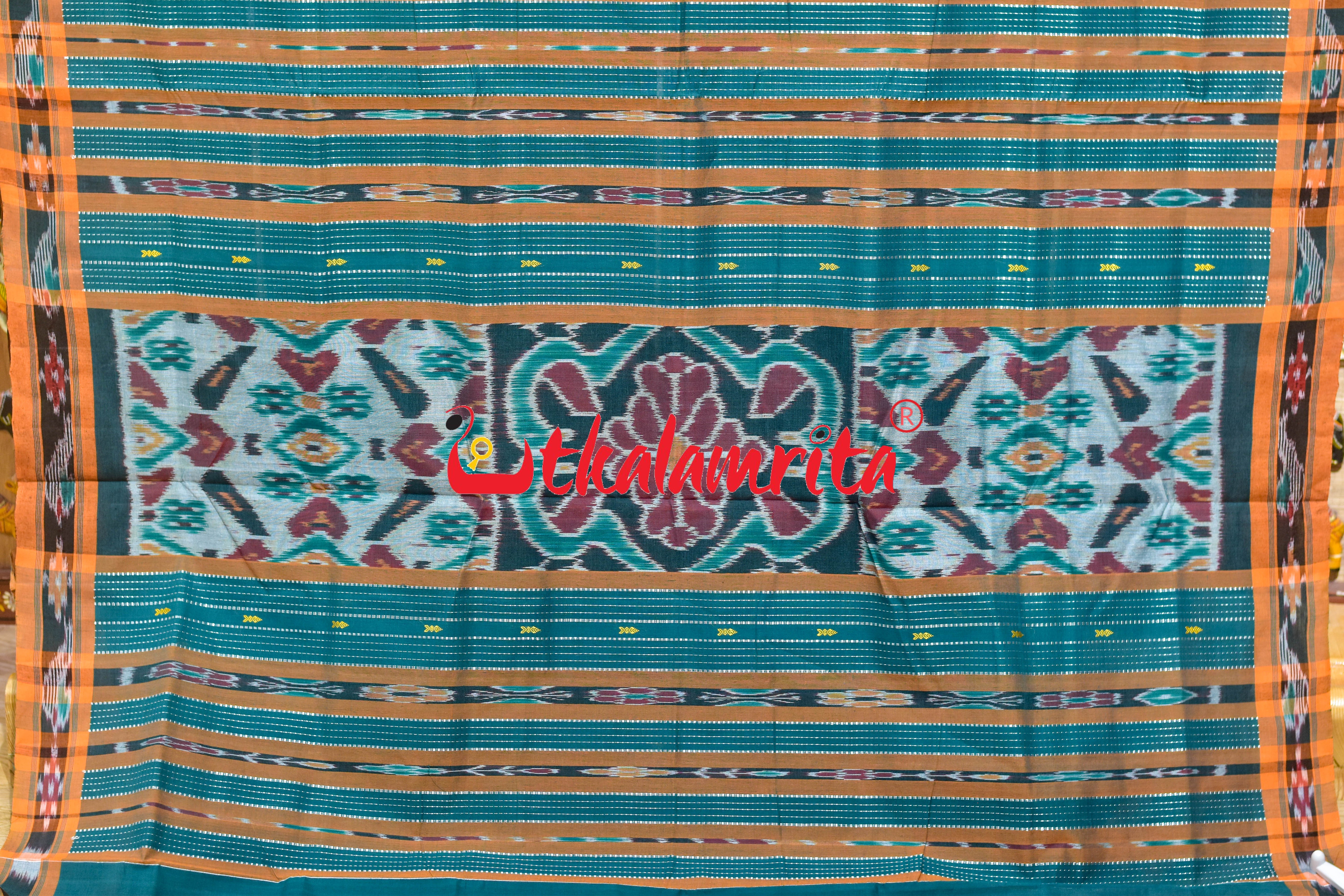 Green Yellow Chadhei Pittala Single Cotton Saree