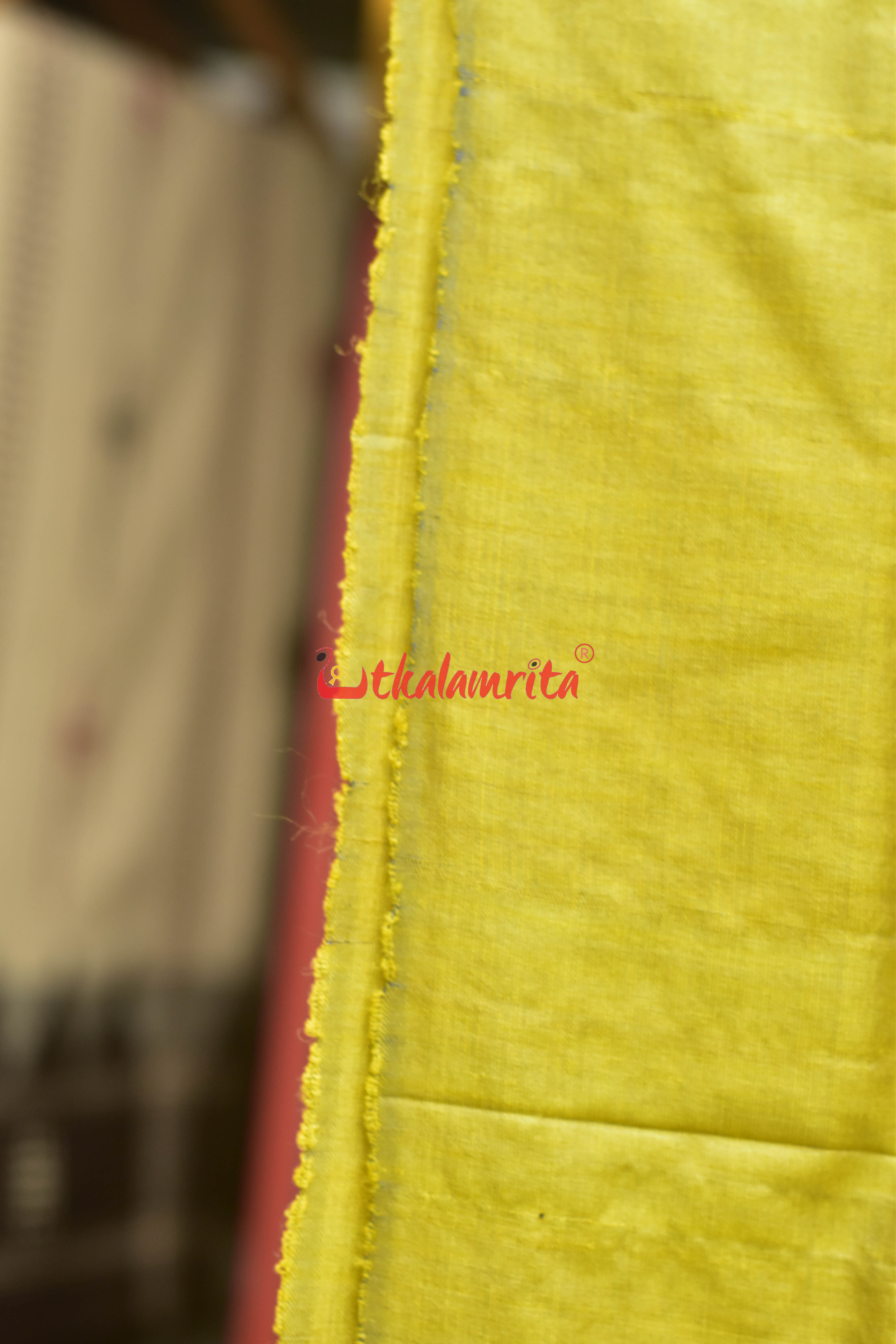 Lemon Yellow Fine Tussar Plain (Stole)