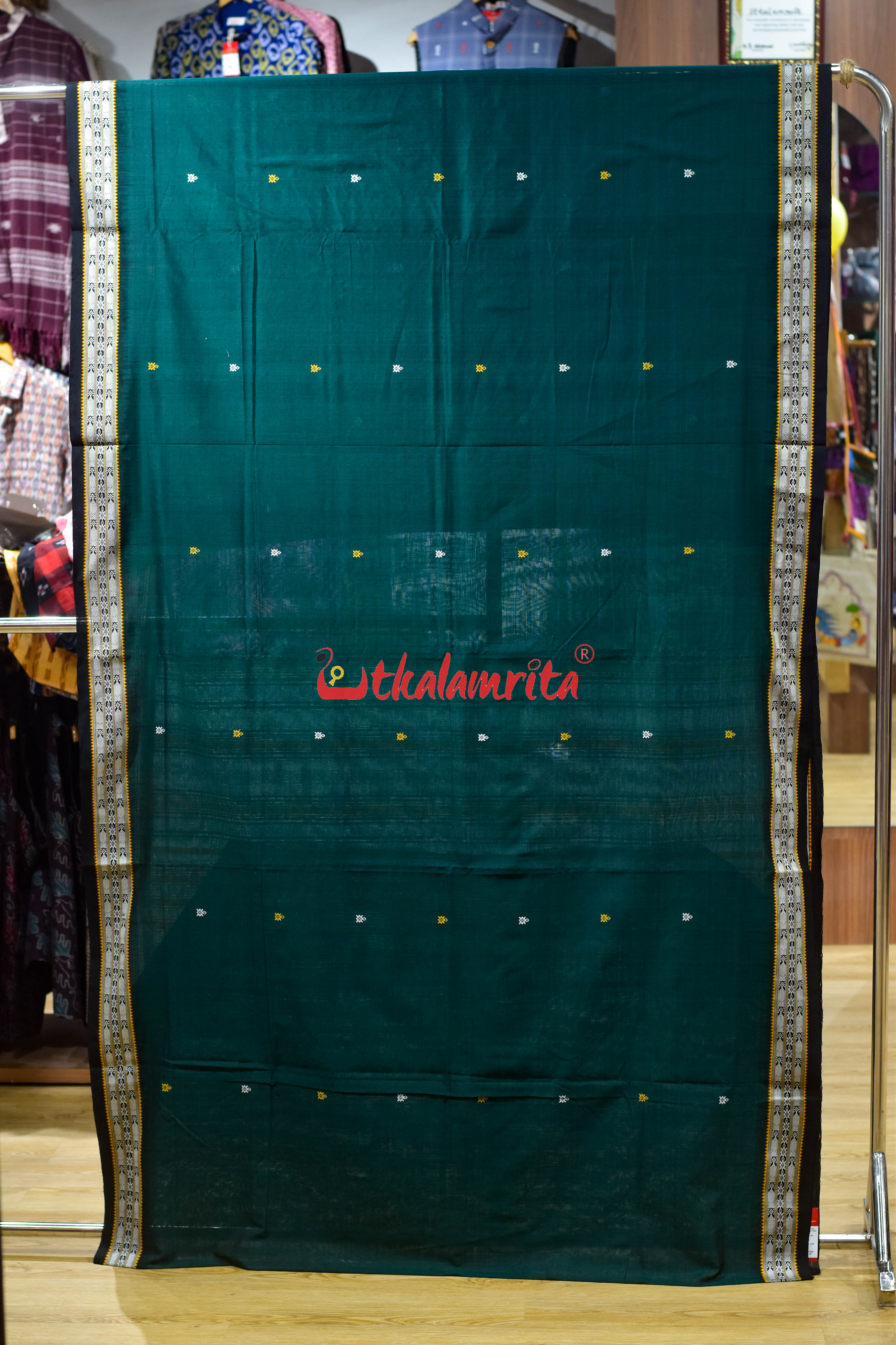 Nuapatna Habaspuri Green Cotton Saree