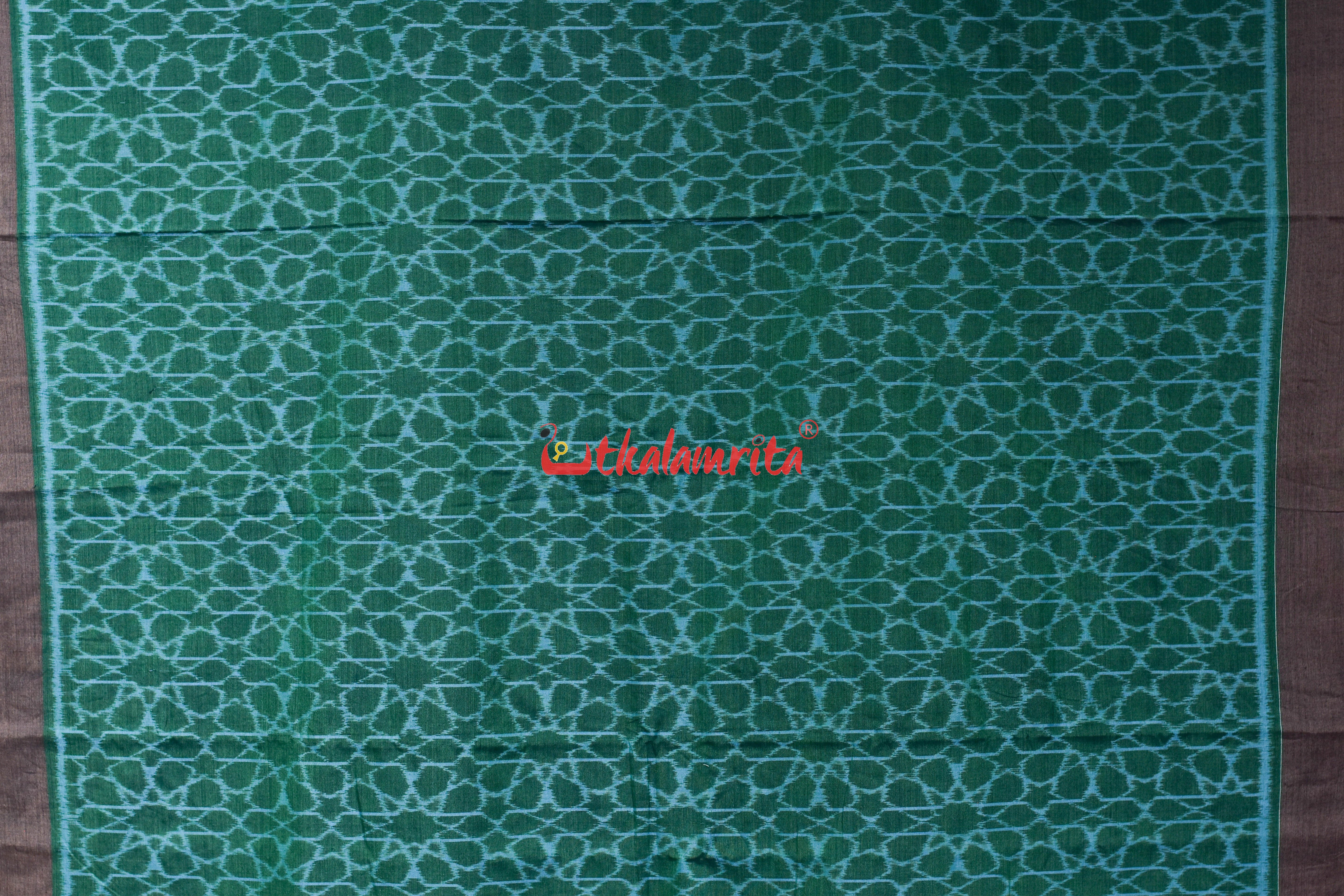 Green Mandala Art Khandua Cotton Saree
