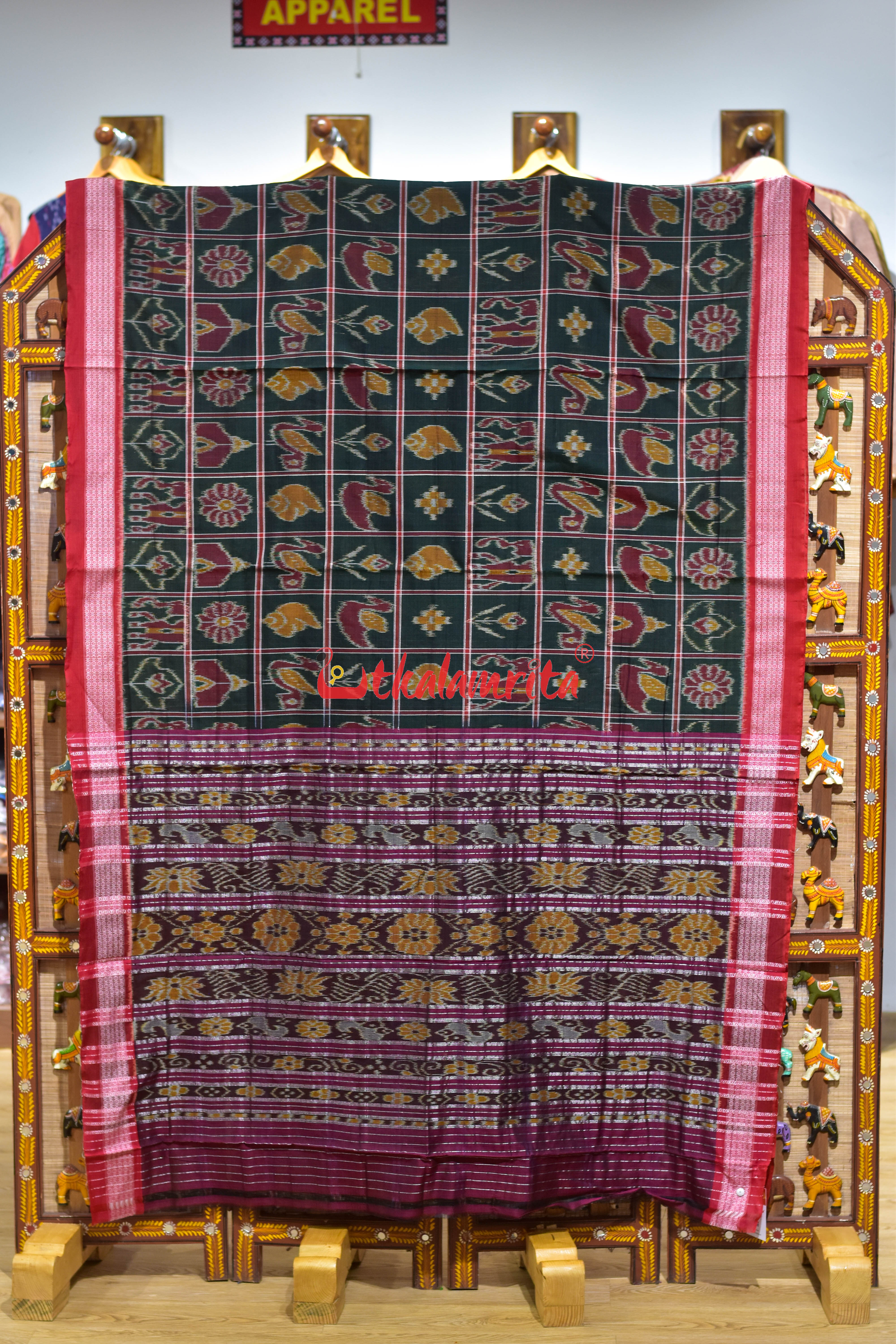 National Border Green Nabakothi Cotton Saree