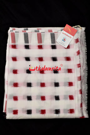 Double Ikat Pasapali Red Black over White Base (Fabric)