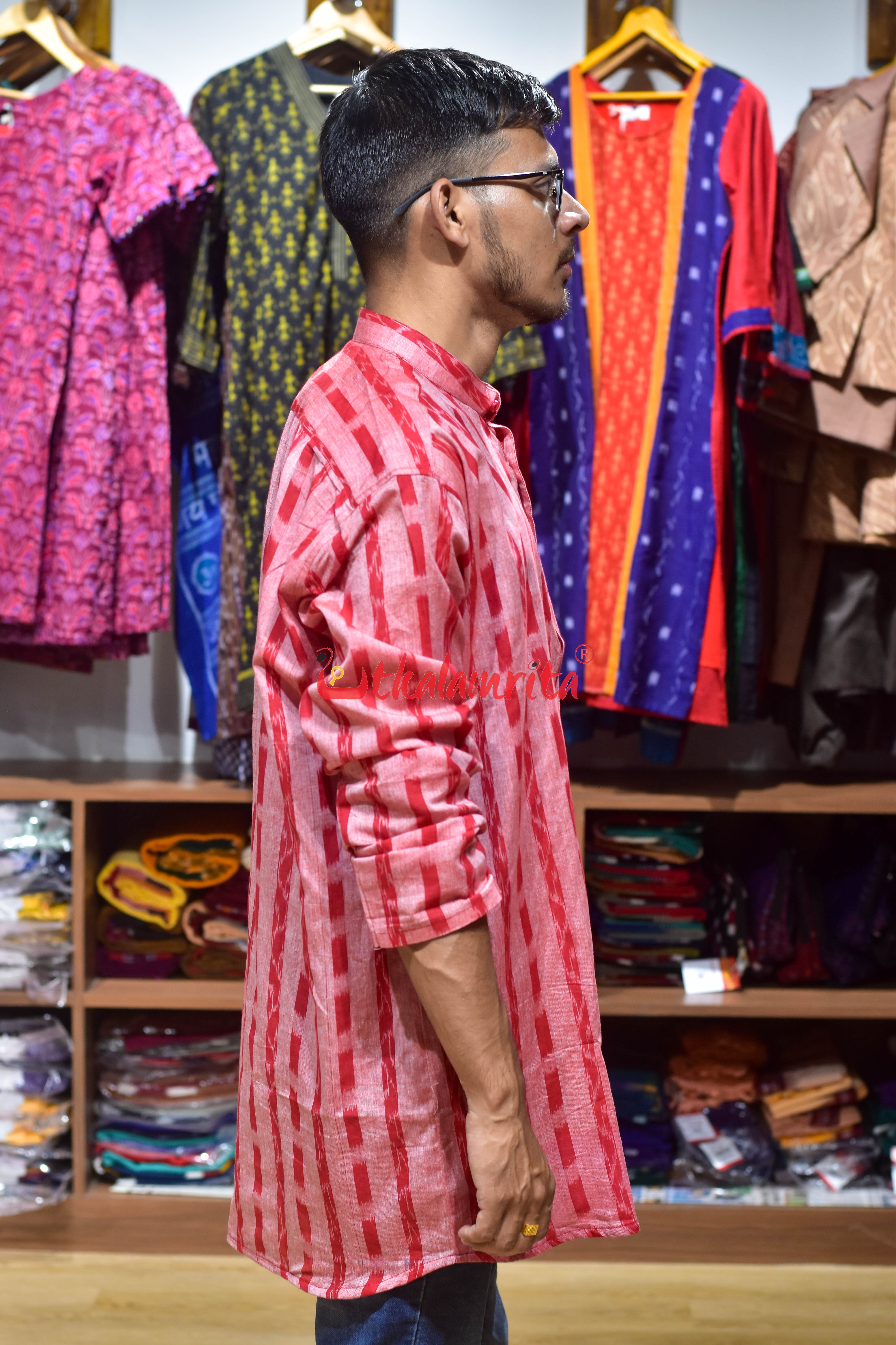 Red Pink Lata (Men's Short Kurta)