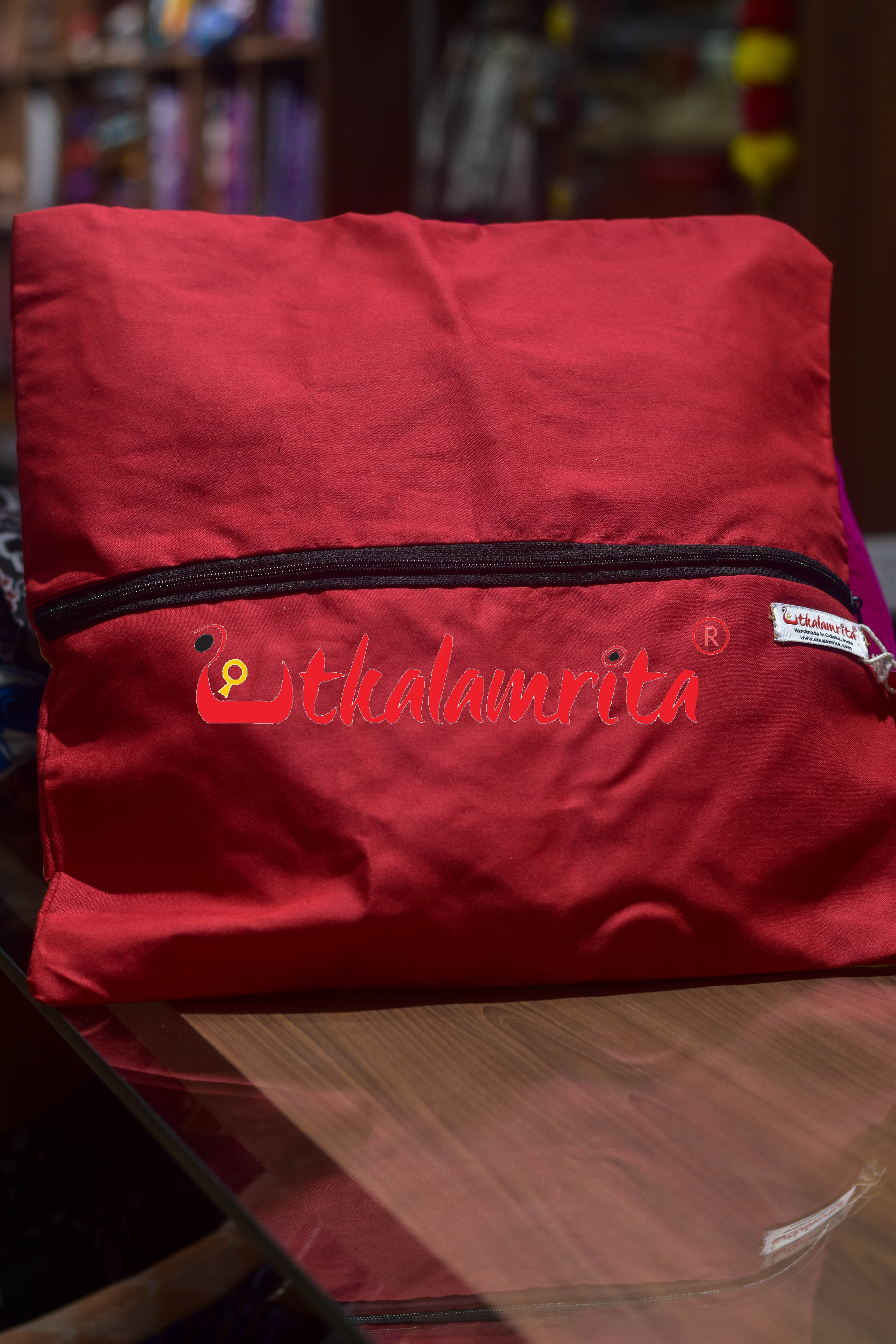 Red Black Single Flower Applique (Cushion Cover)