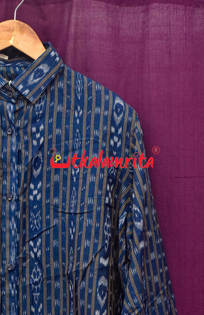 Blue Ikat Love (Mens' Full Shirts)