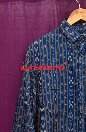 Blue Ikat Love (Mens' Full Shirts)