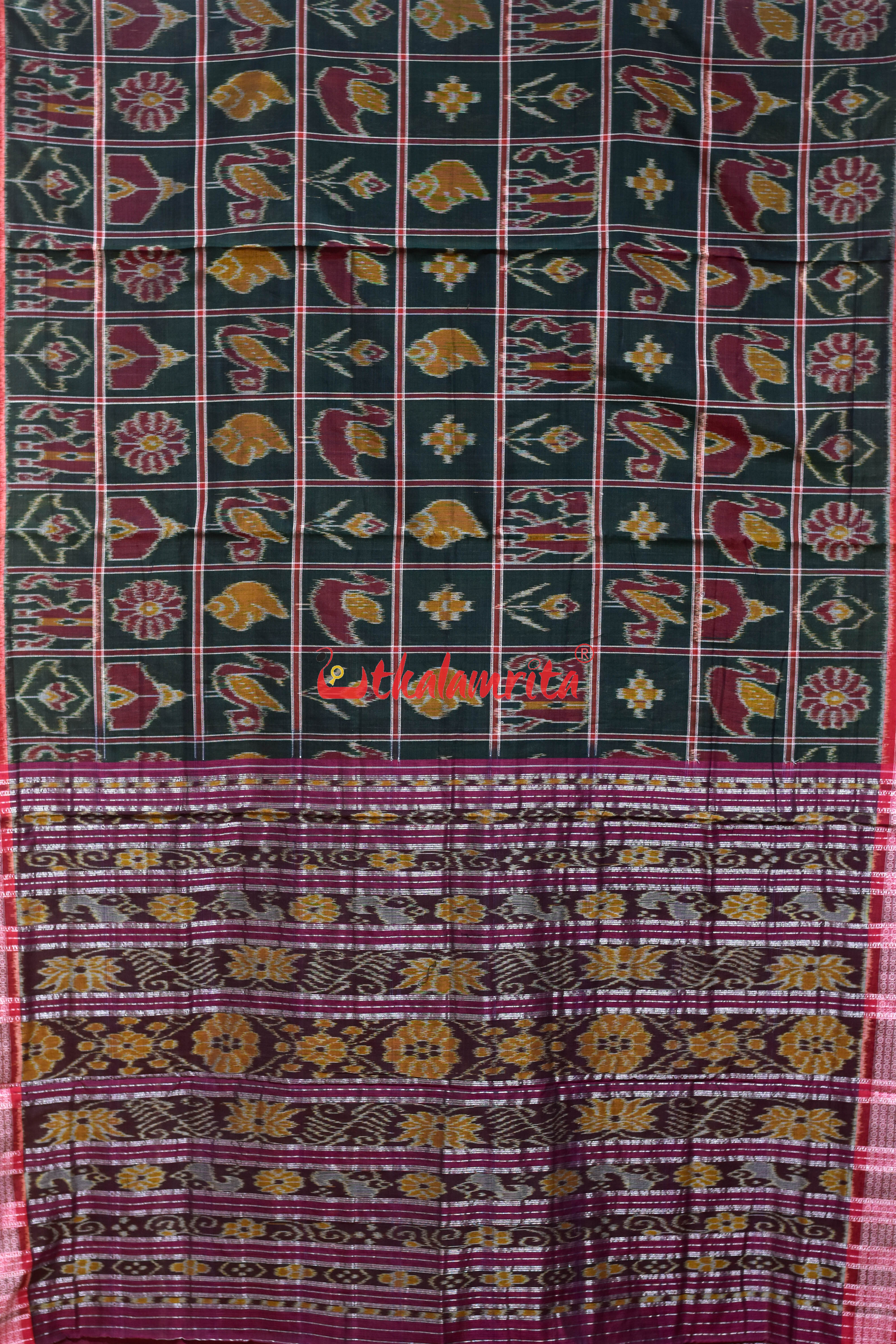 National Border Green Nabakothi Cotton Saree