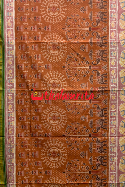 Hati Pink Brown Green Sambalpuri Cotton Saree