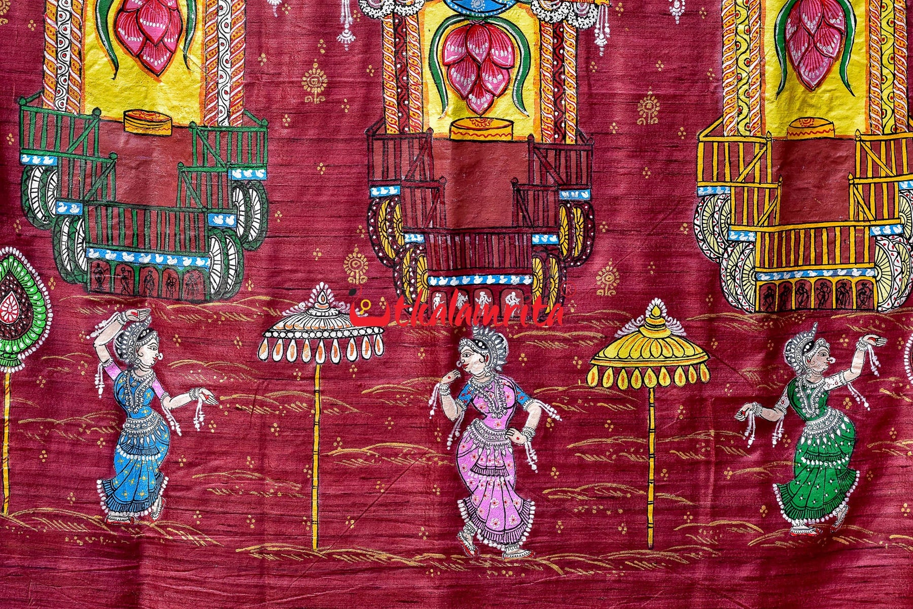 Ratha Jatra Theme Pattachitra Tussar Silk Saree