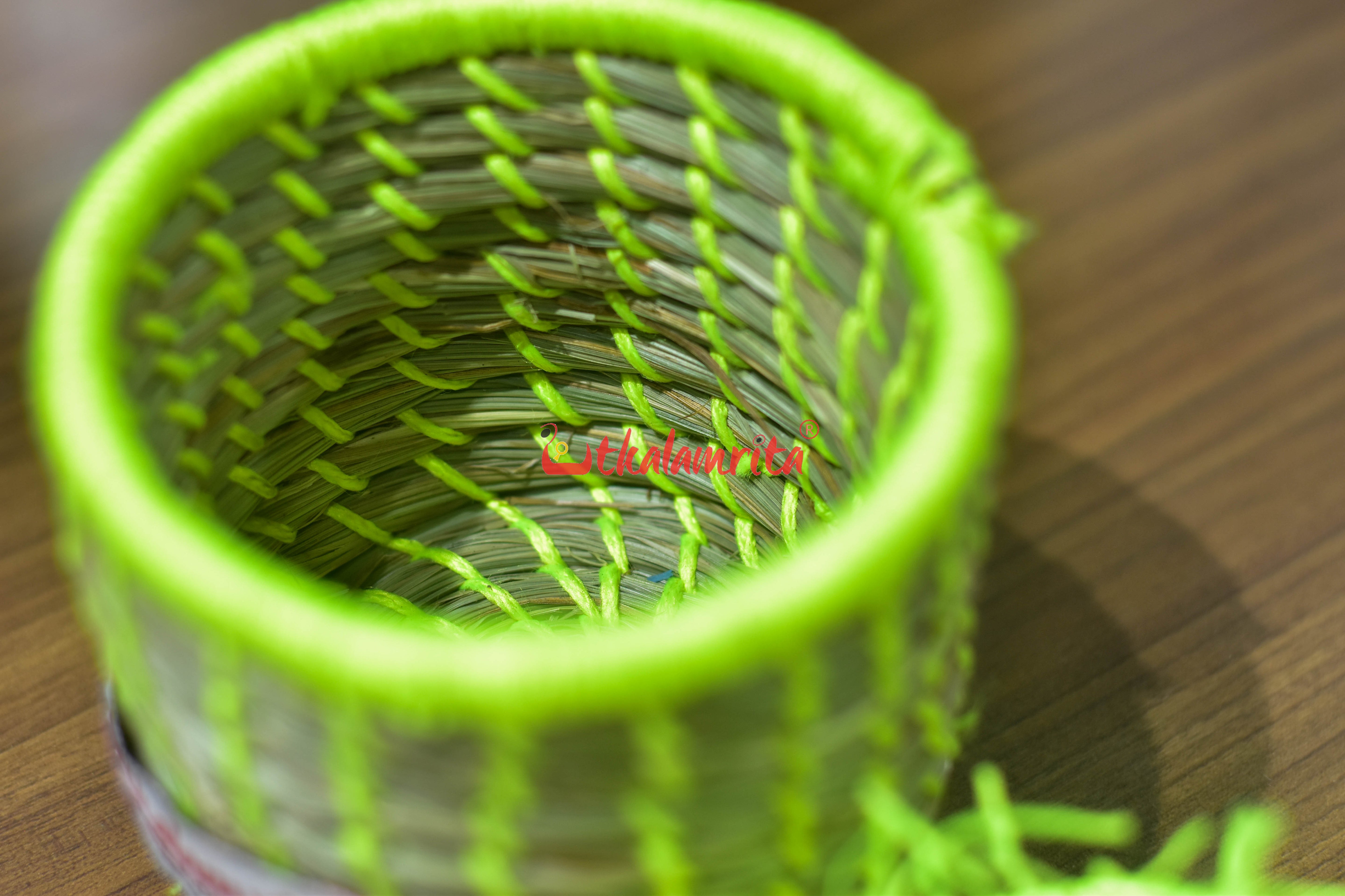 Sabai Grass Chuti Thread Jewellery Box Fluorescent Green