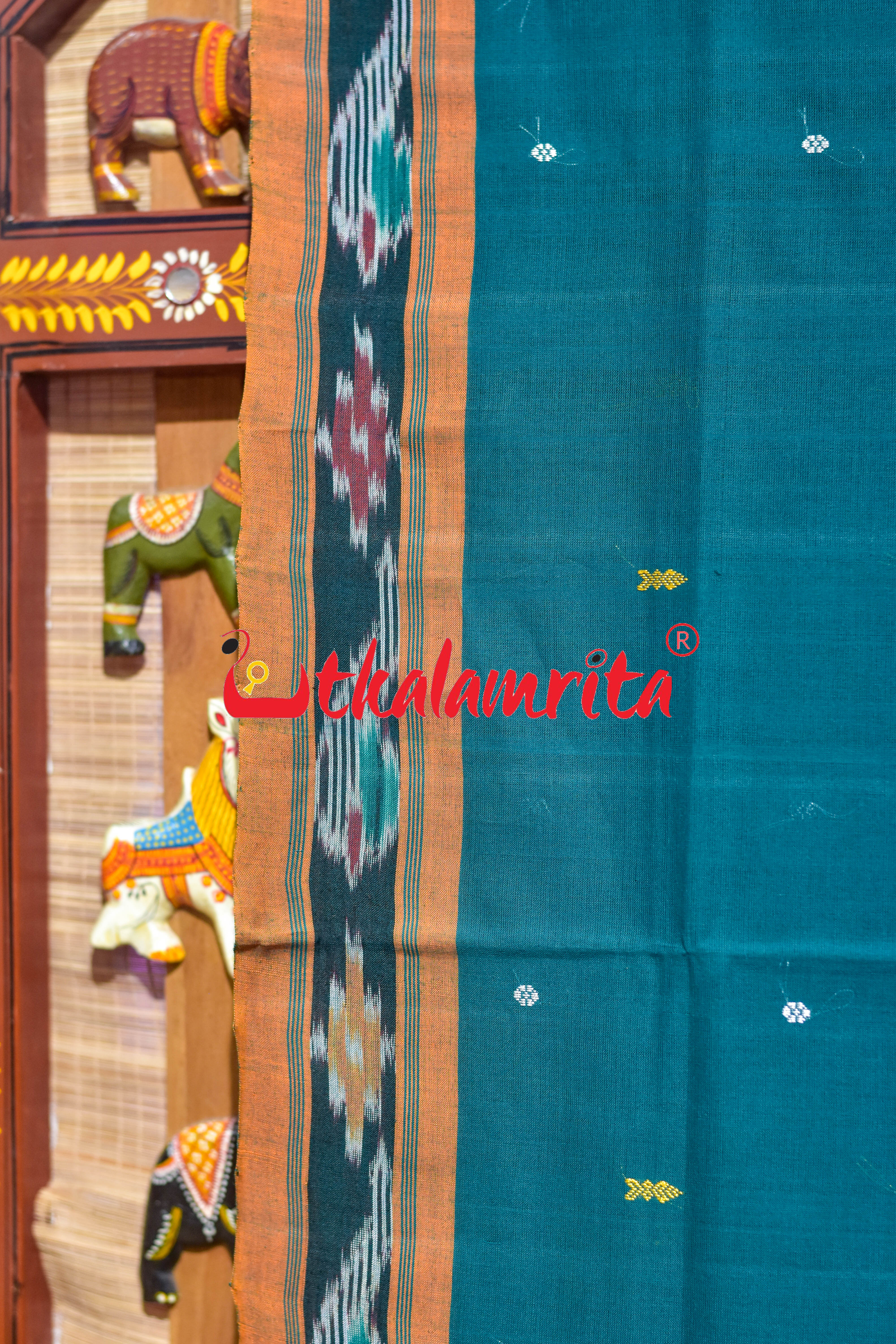 Green Yellow Chadhei Pittala Single Cotton Saree