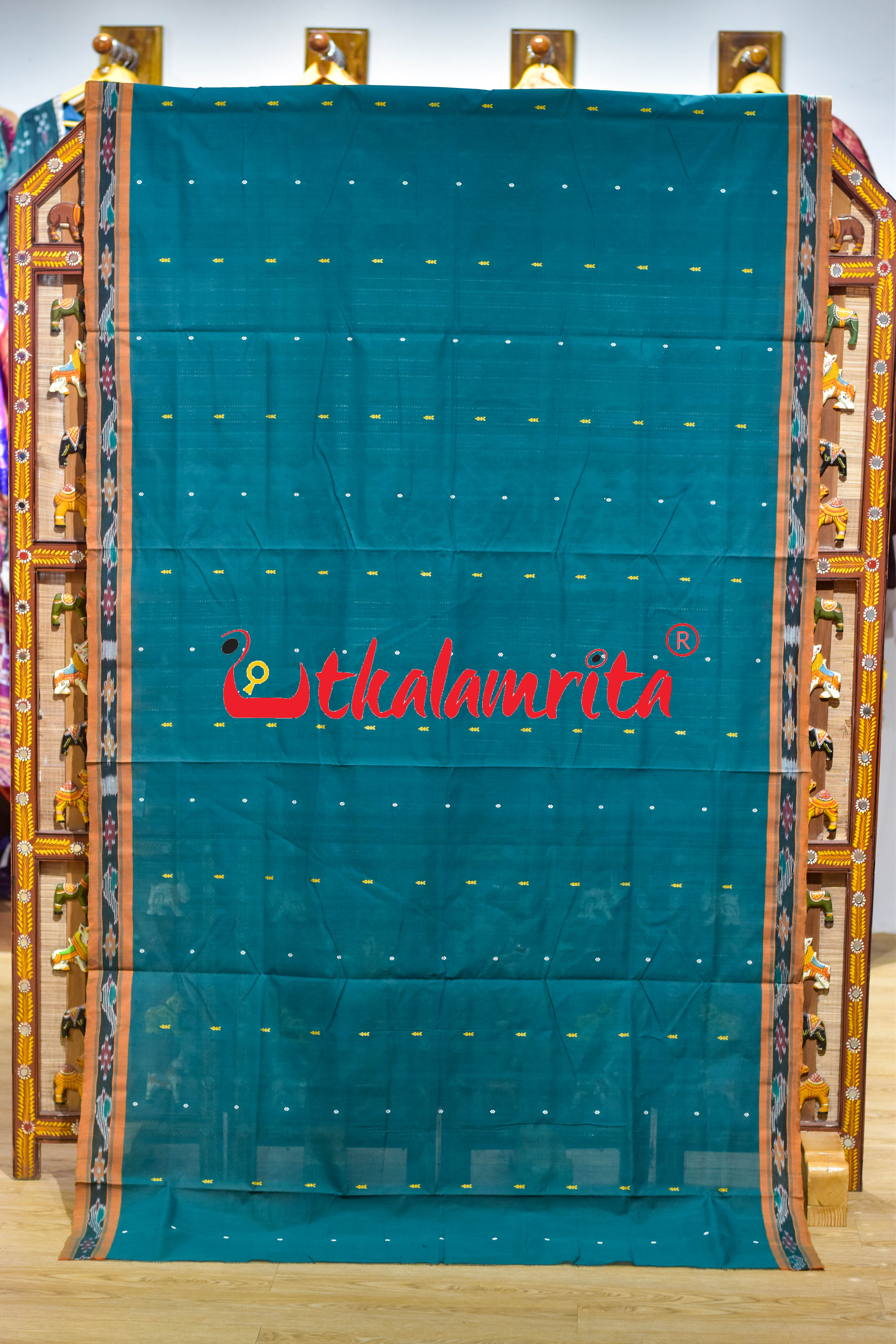 Green Yellow Chadhei Pittala Single Cotton Saree