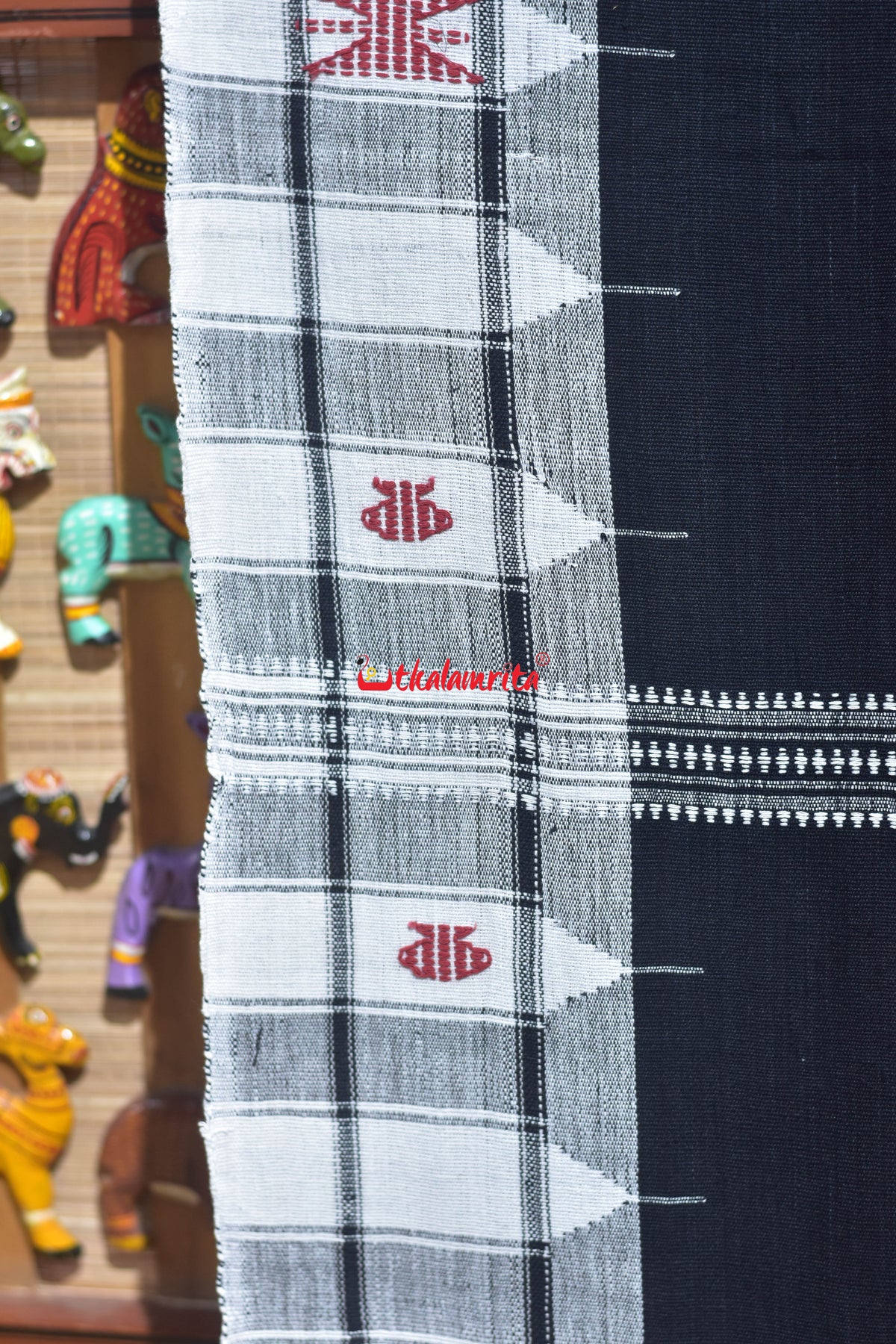 Black White Animal Anchal Kotpad Cotton Saree