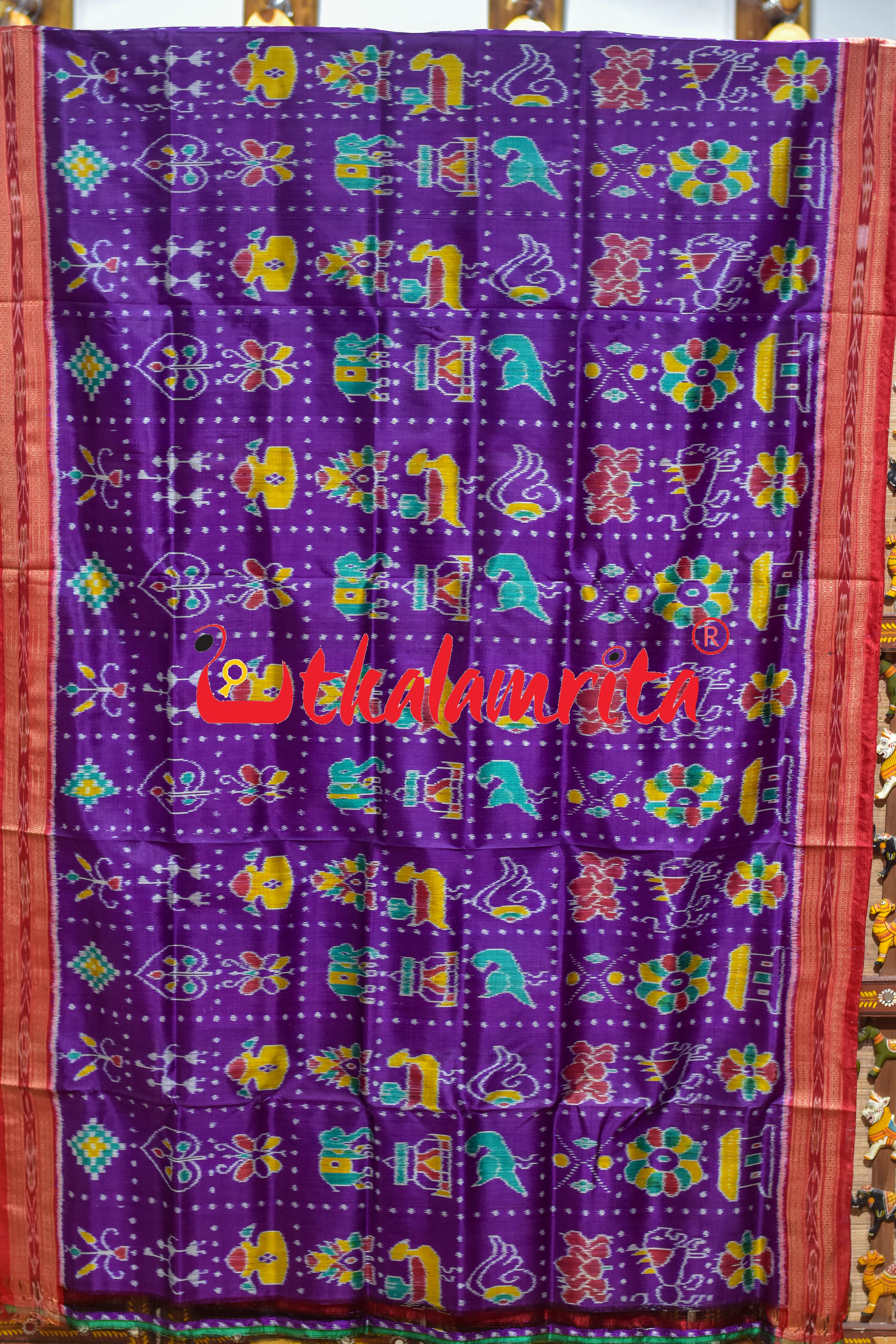 Purple Red Dotted Nabakothi Silk Saree