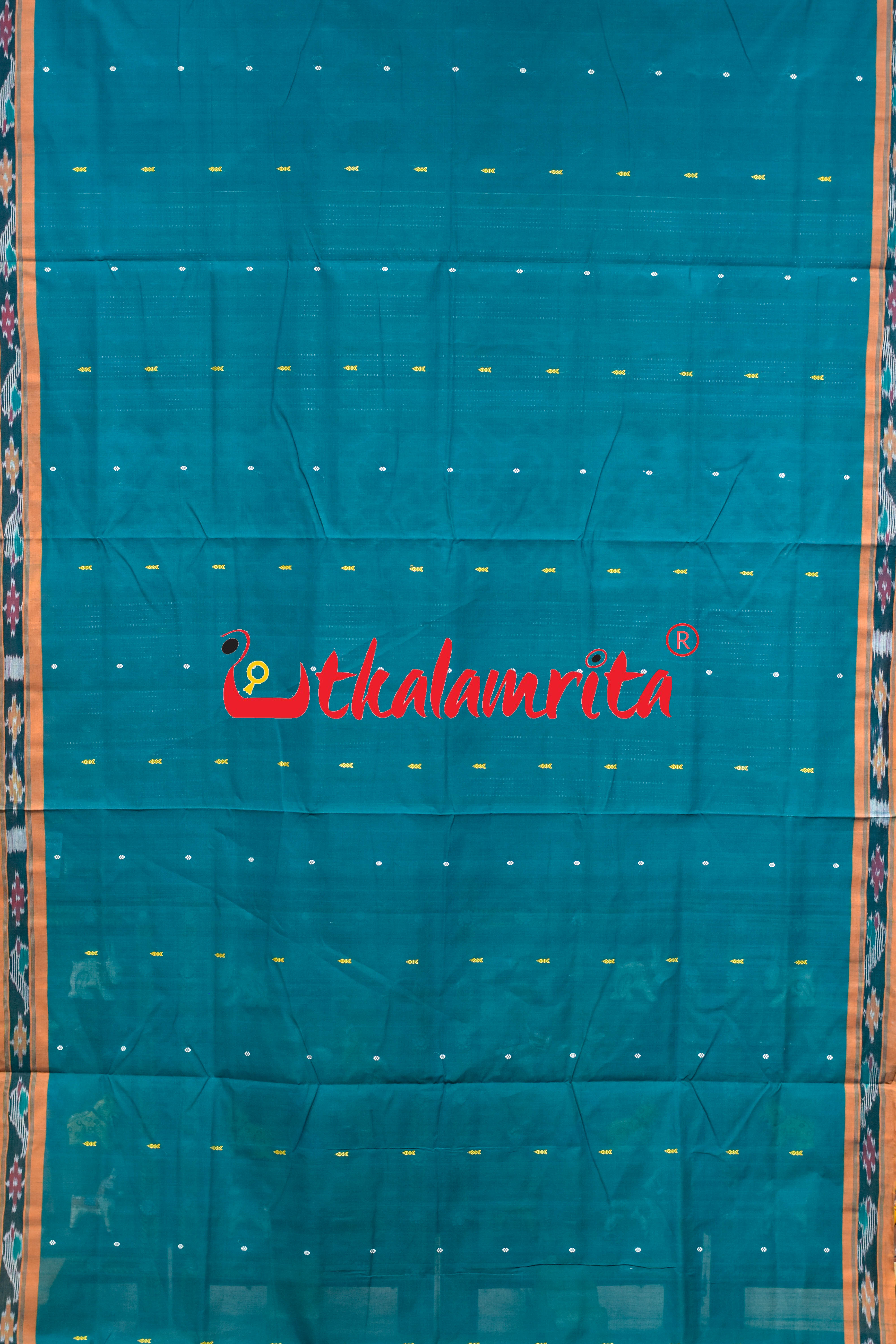 Green Yellow Chadhei Pittala Single Cotton Saree