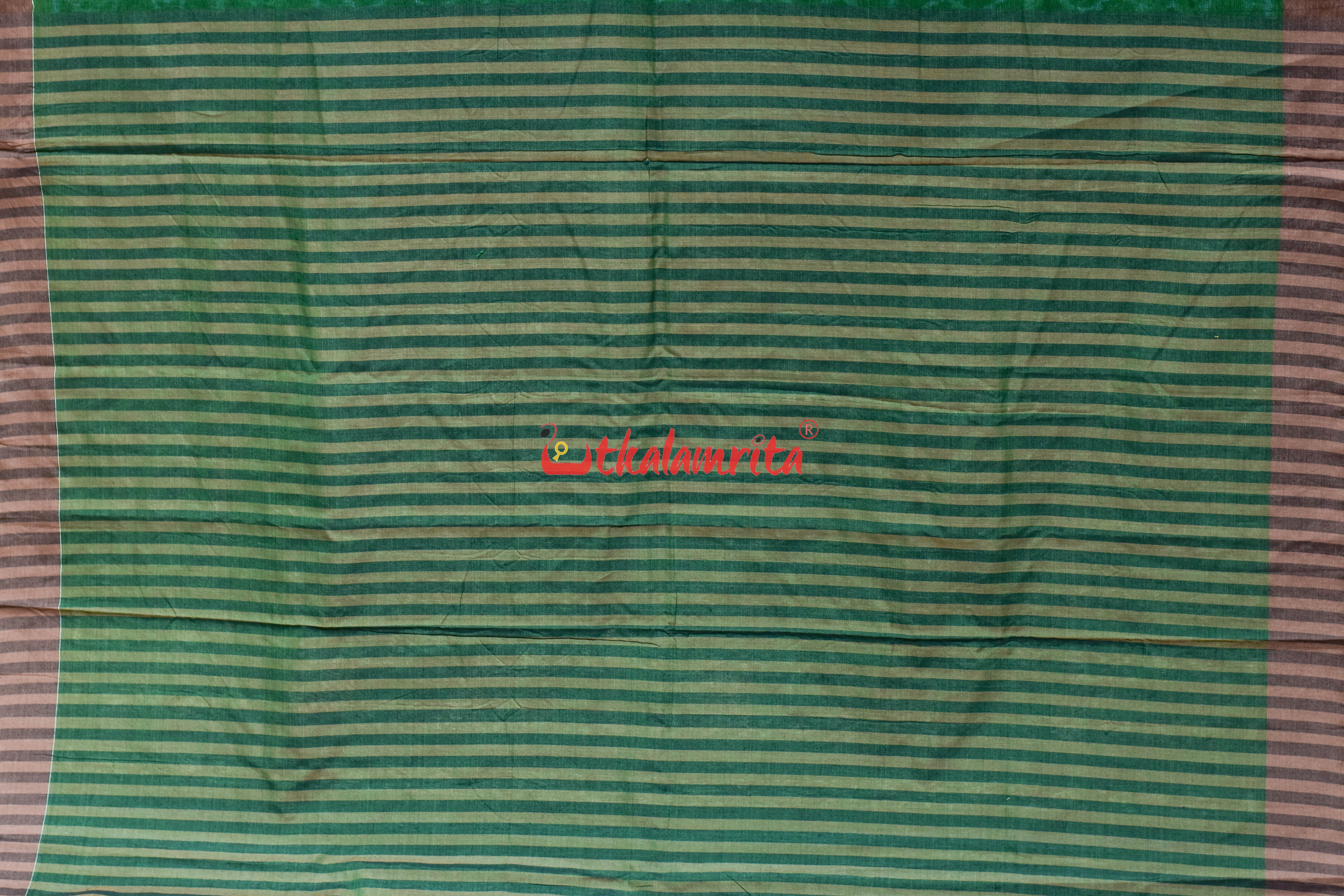 Green Mandala Art Khandua Cotton Saree