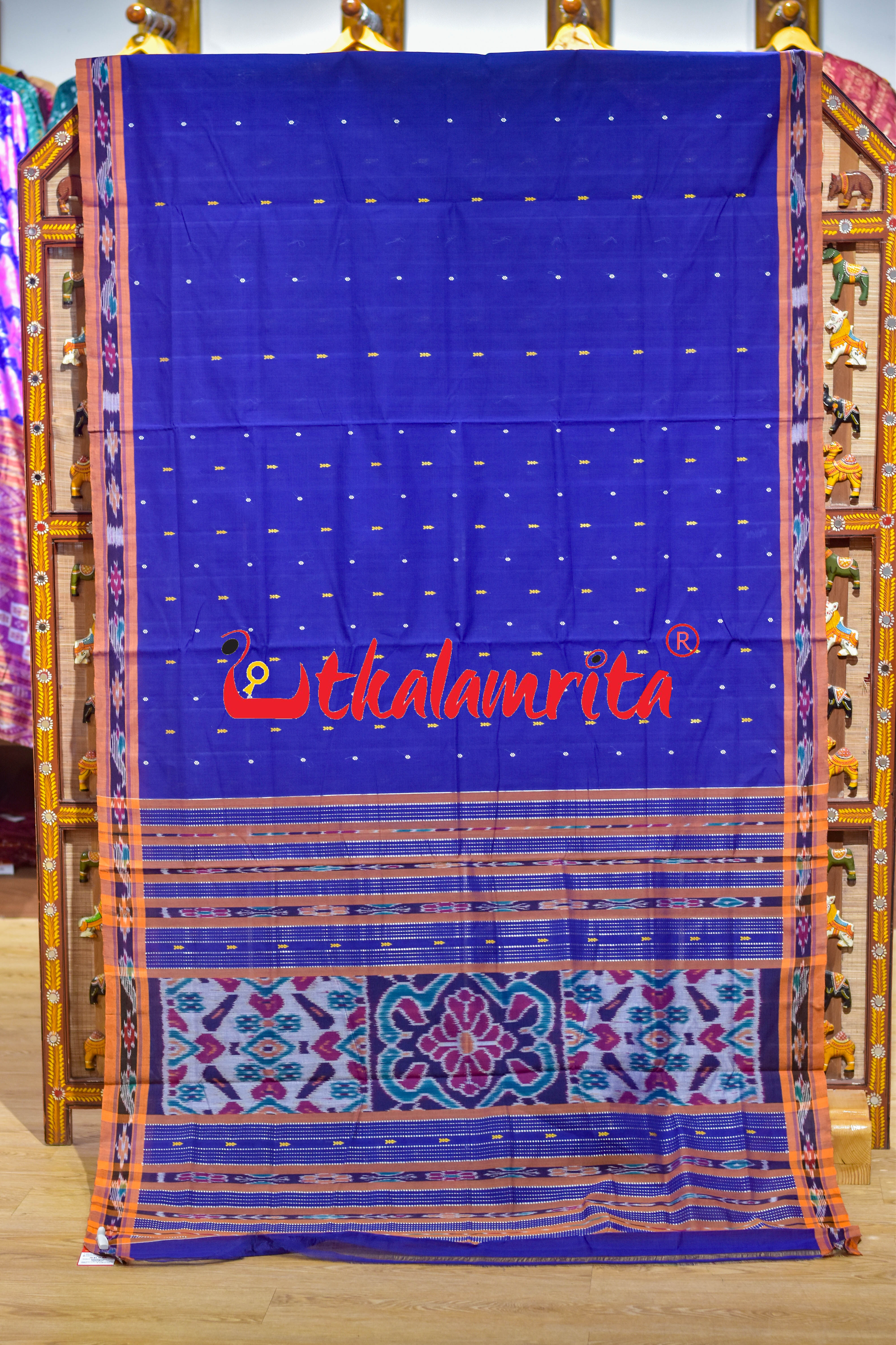 Purple Orange Chadhei Pittala Single Cotton Saree