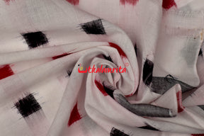 Double Ikat Pasapali Red Black over White Base (Fabric)