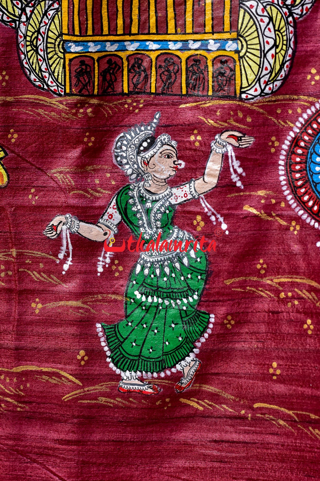 Ratha Jatra Theme Pattachitra Tussar Silk Saree
