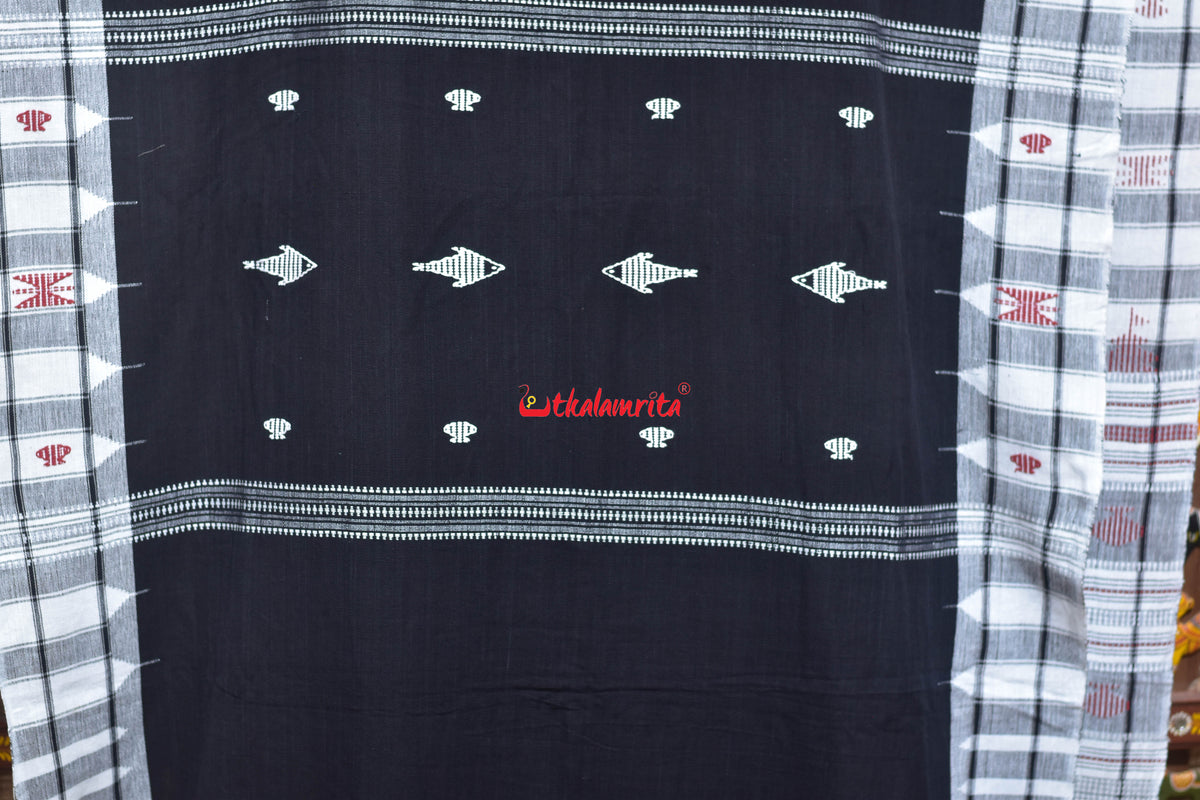 Black White Animal Anchal Kotpad Cotton Saree