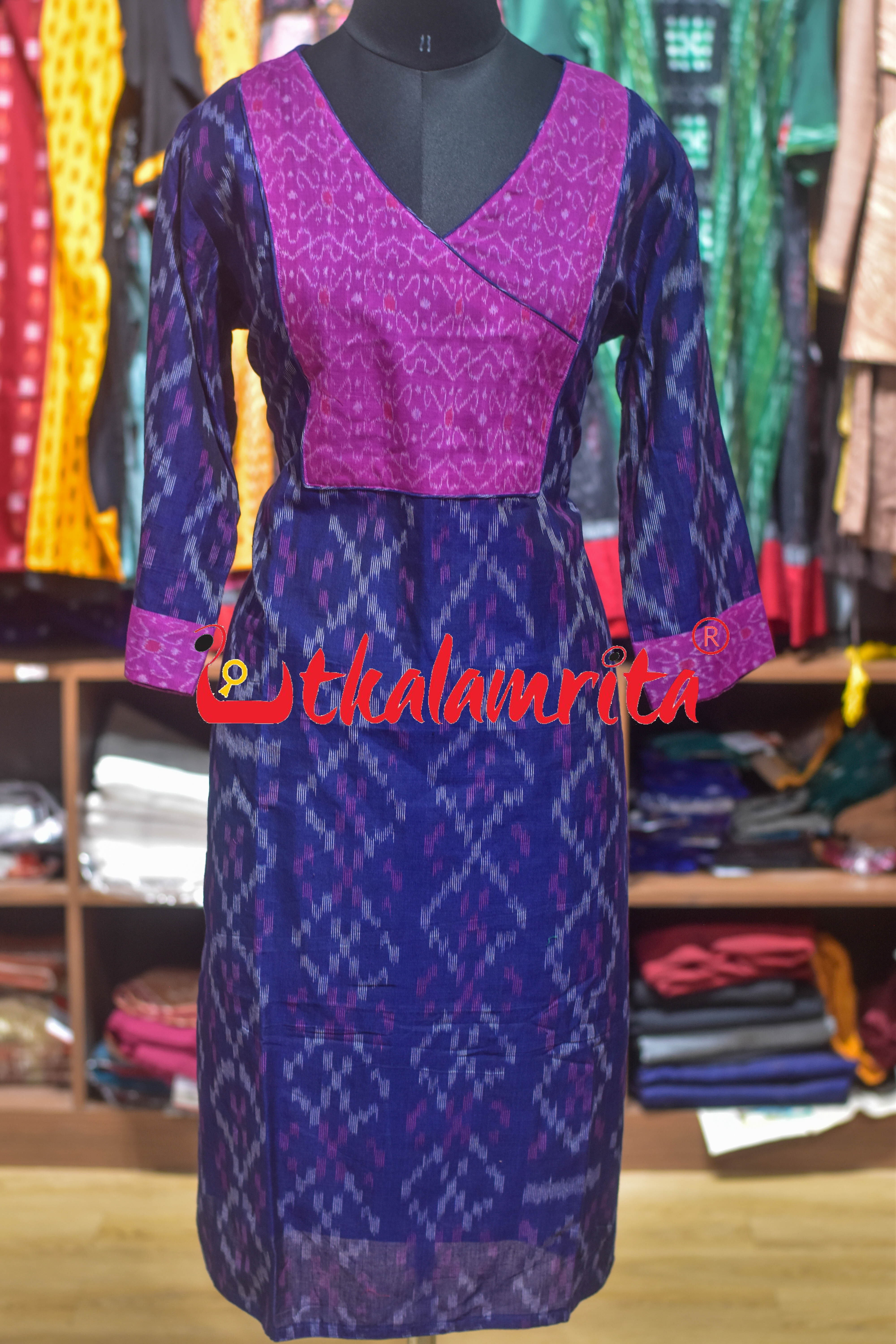Navy Blue Kothi Pasapali S Bandha (Ladies' Kurti)