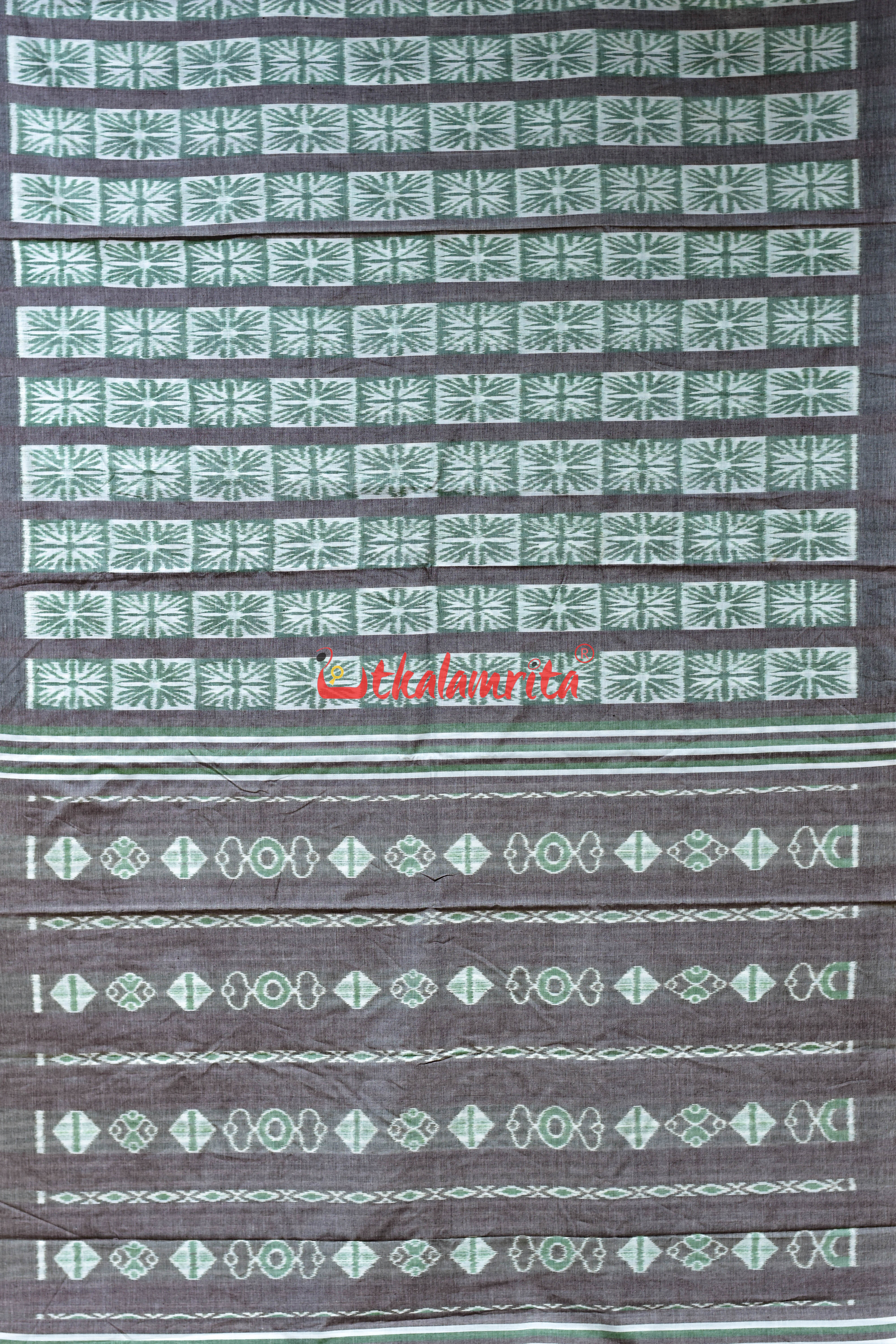 Clover Leaf Stripes Khandua Ikat Cotton Saree