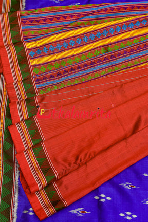 Blue Red Mayurachandrika Dongria Silk Saree