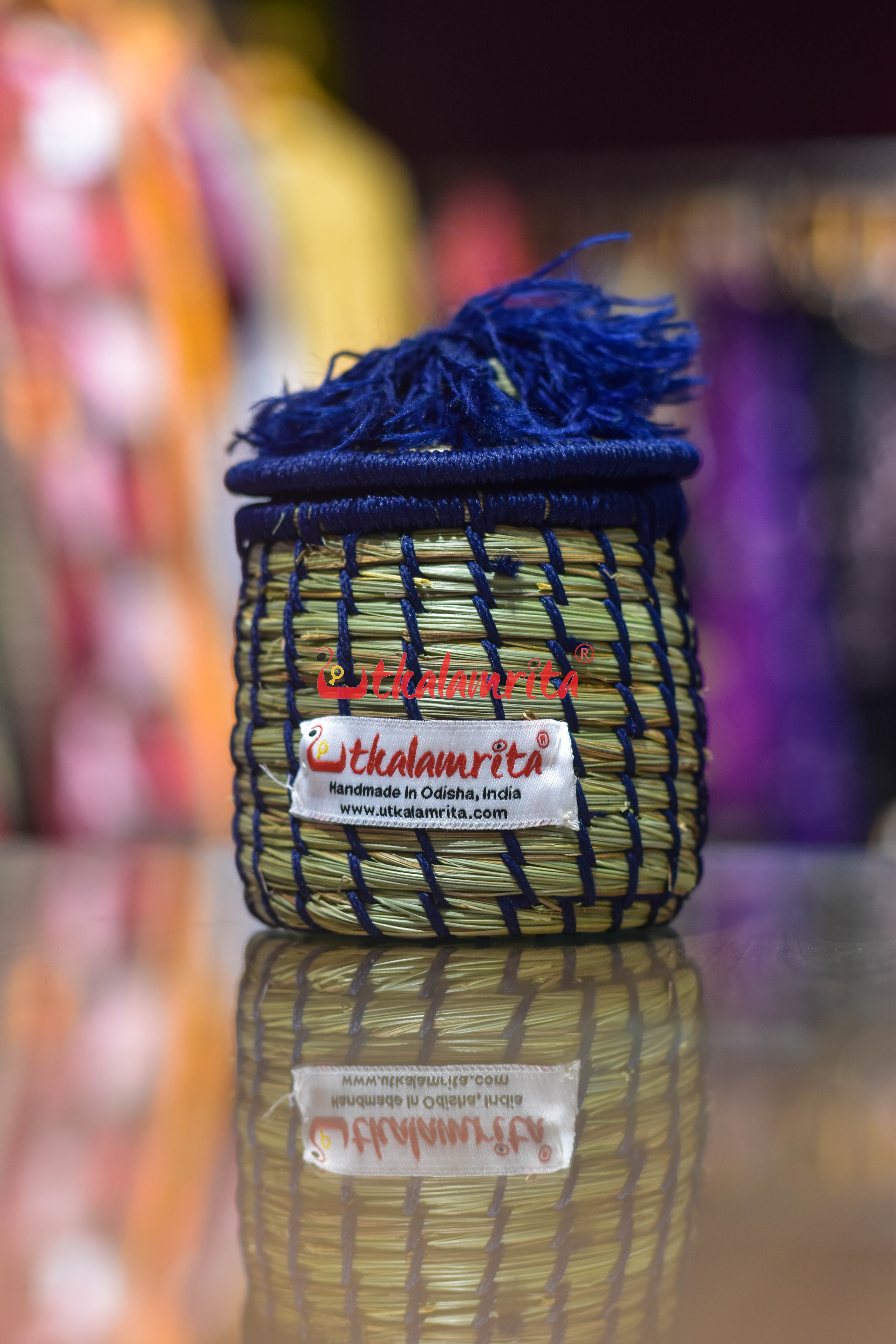 Sabai Grass Chuti Thread Jewellery Box Navy Blue