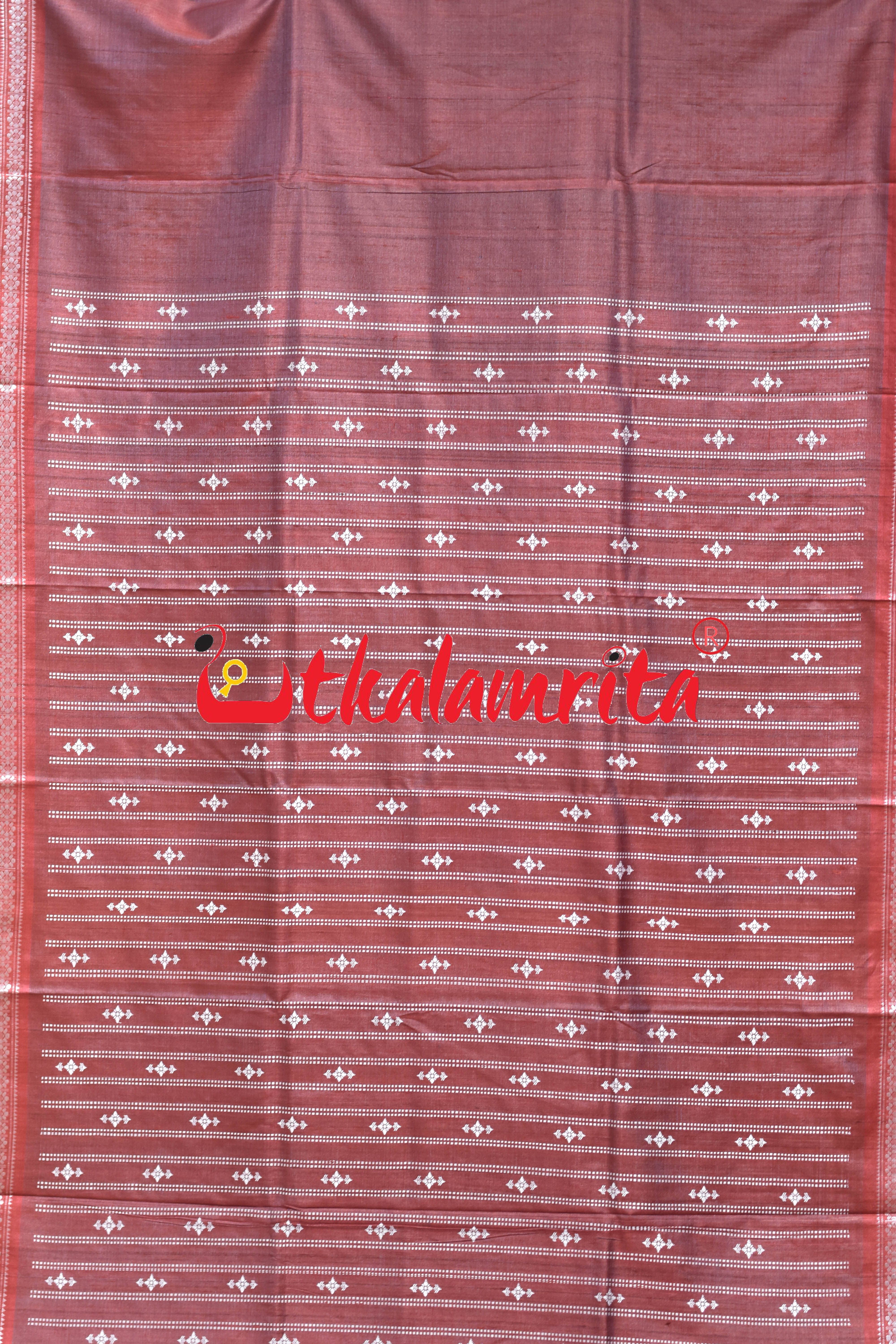 Maroon Double Anchal Jala Phoda Gopalpur Tussar Saree