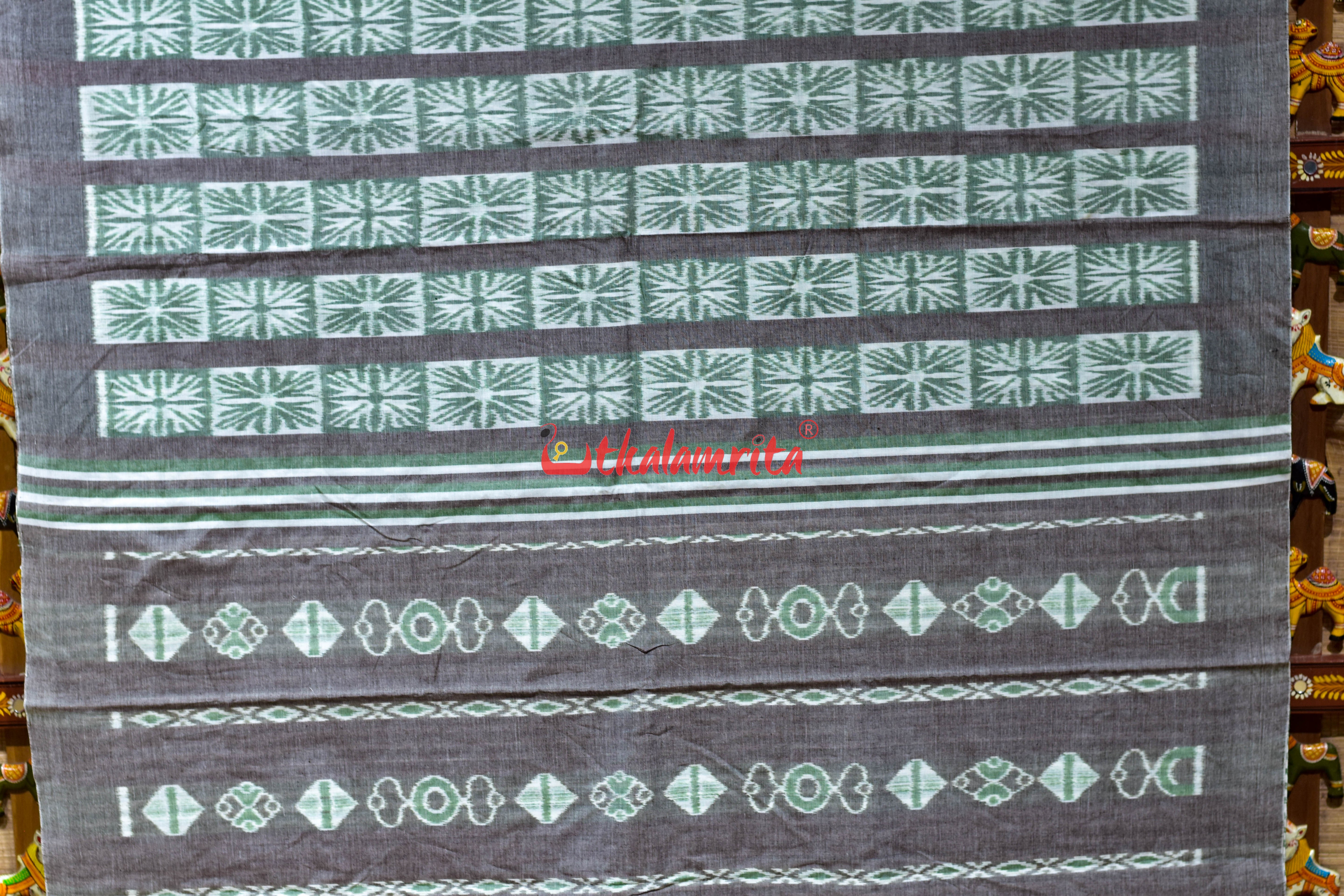 Clover Leaf Stripes Khandua Ikat Cotton Saree