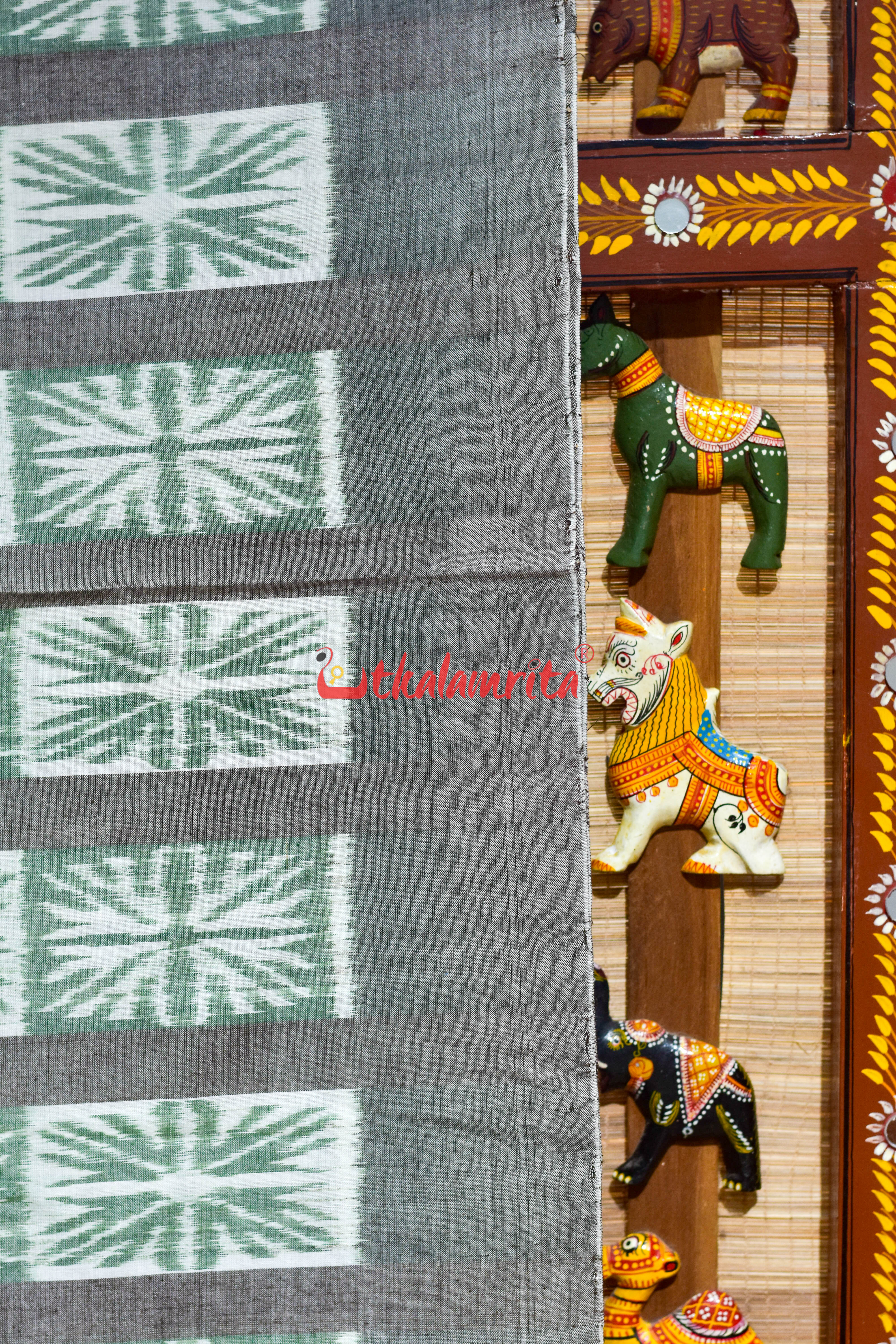 Clover Leaf Stripes Khandua Ikat Cotton Saree