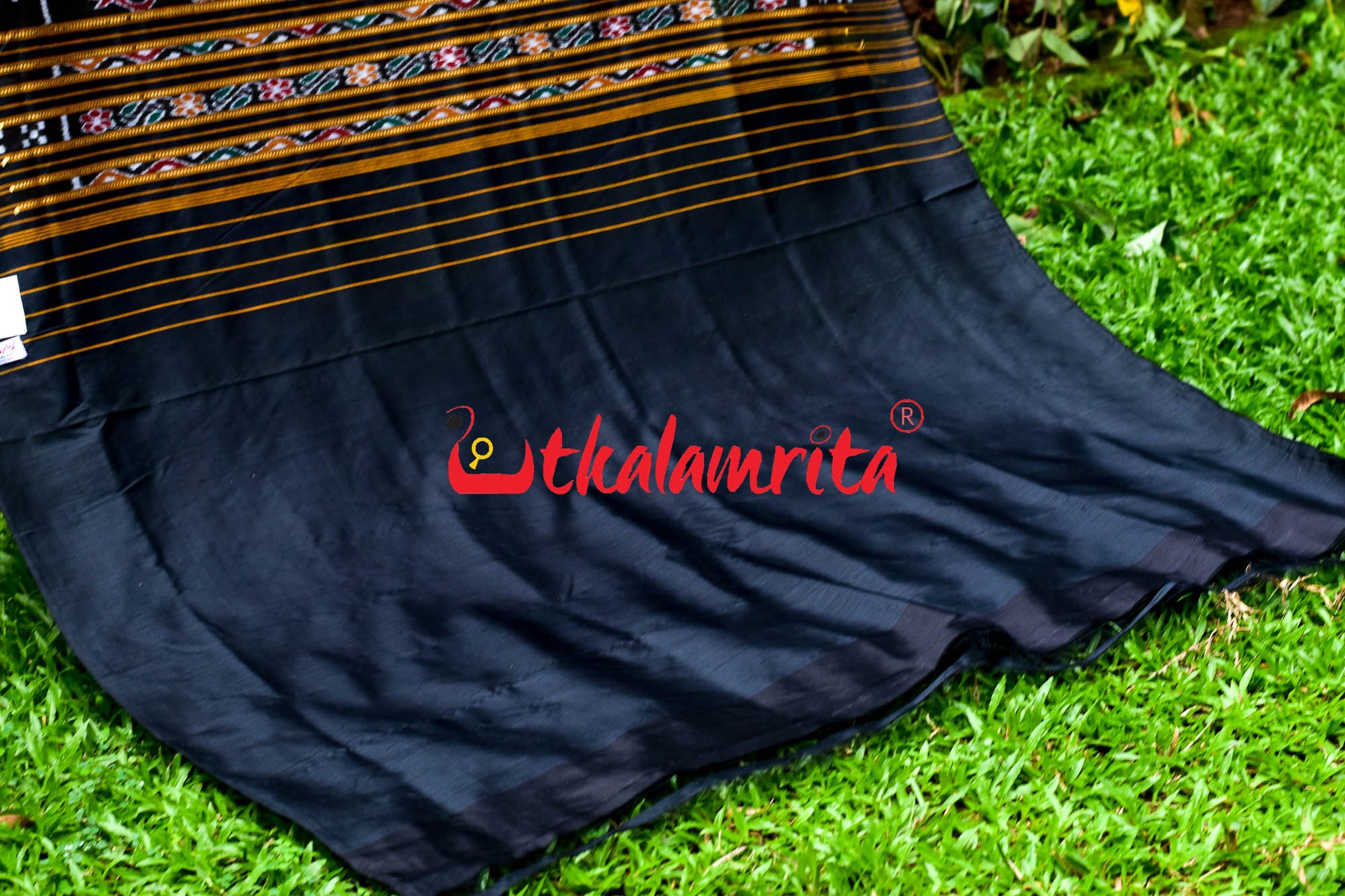 Bata Thikiri Black Green Khandua Silk Saree