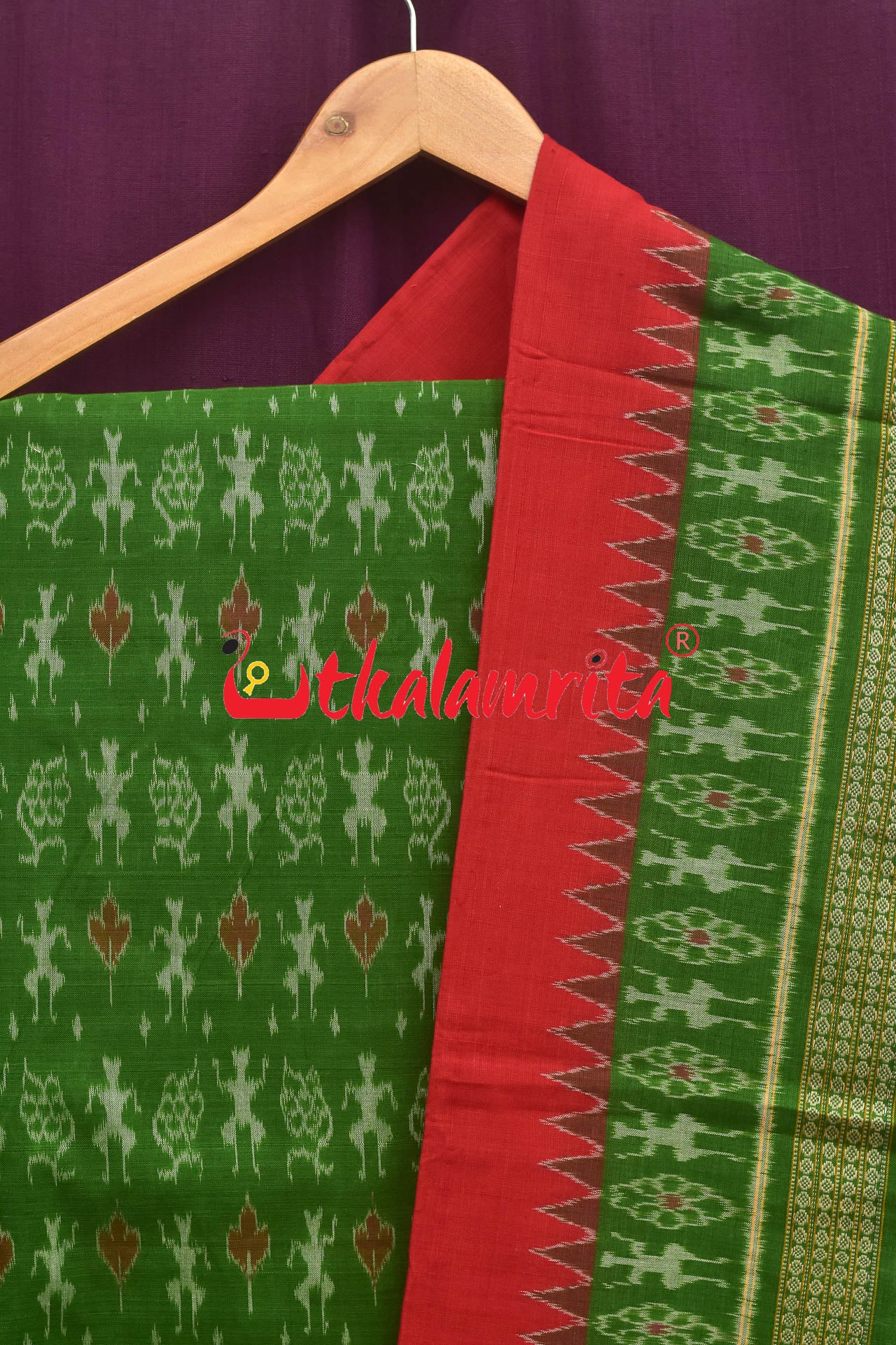 Green Red Standing Tribal Sambalpuri Dress Set