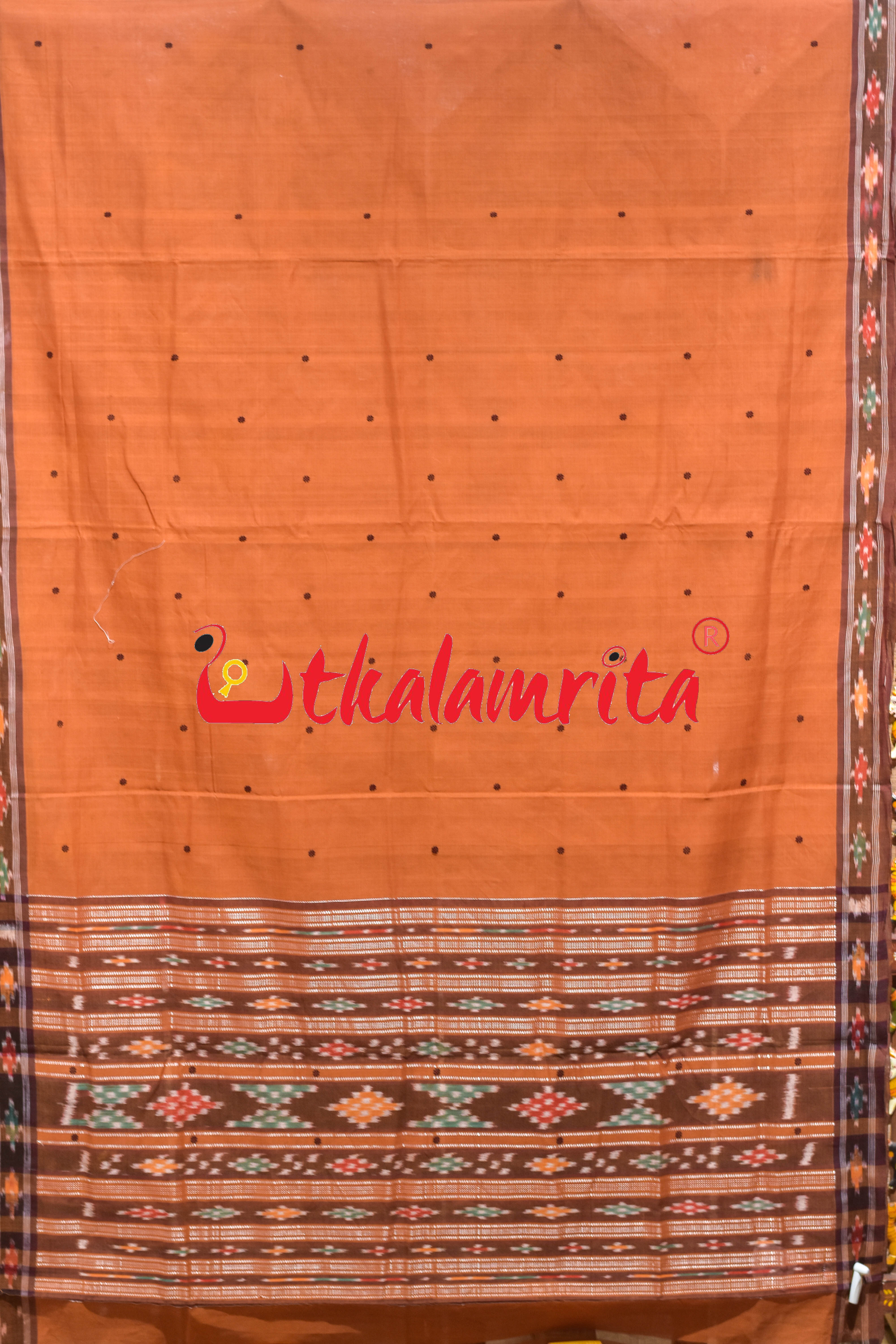 Brown Single Buti Pittala Single Cotton Saree