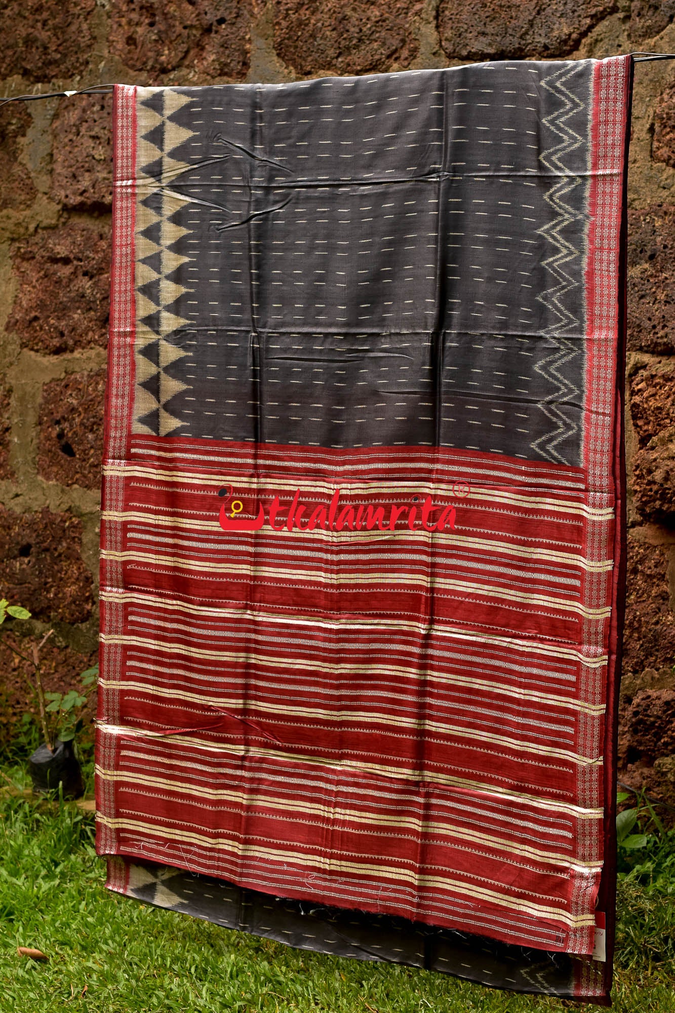 Black Bandha Fine Gopalpur Tussar Silk Saree