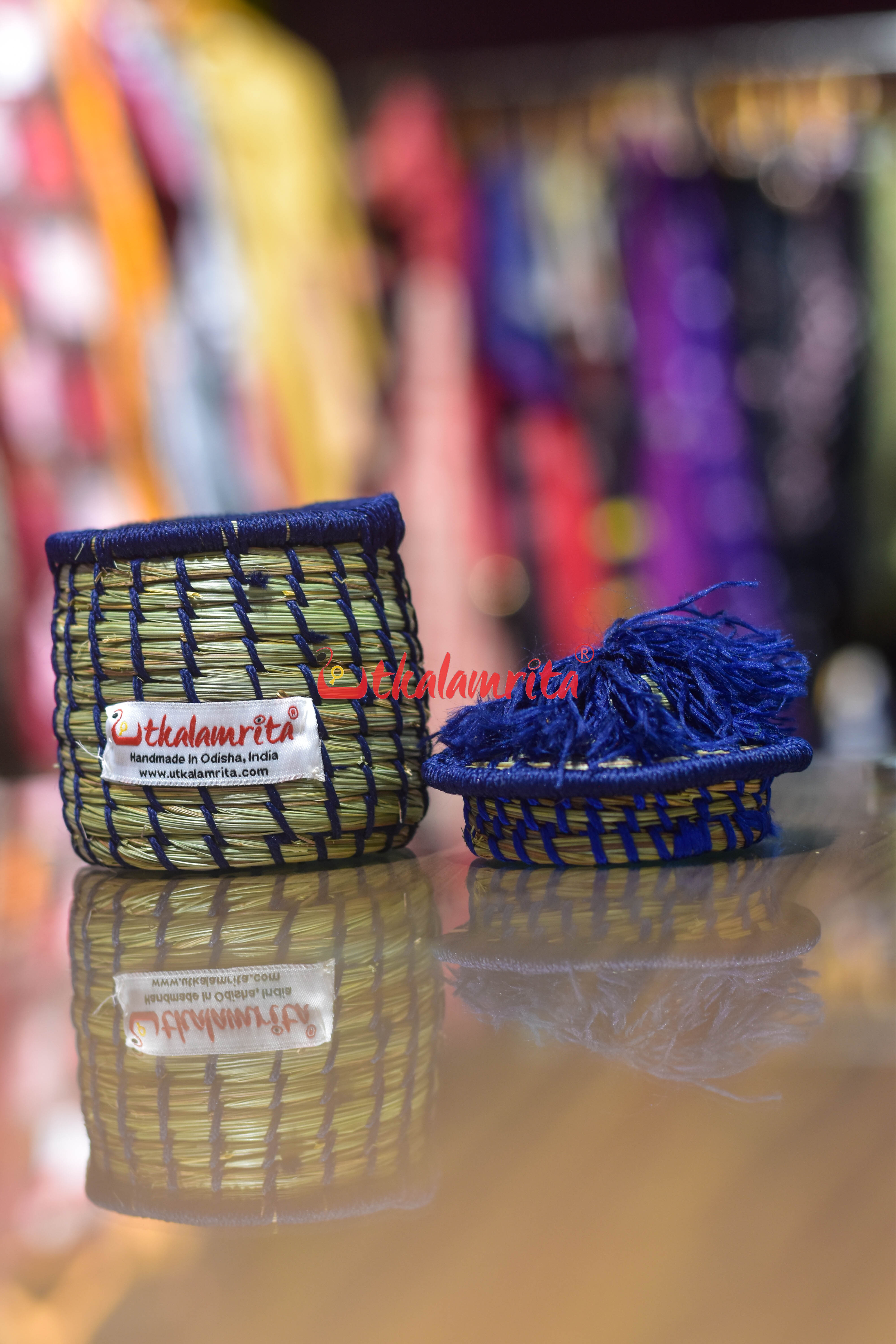 Sabai Grass Chuti Thread Jewellery Box Navy Blue