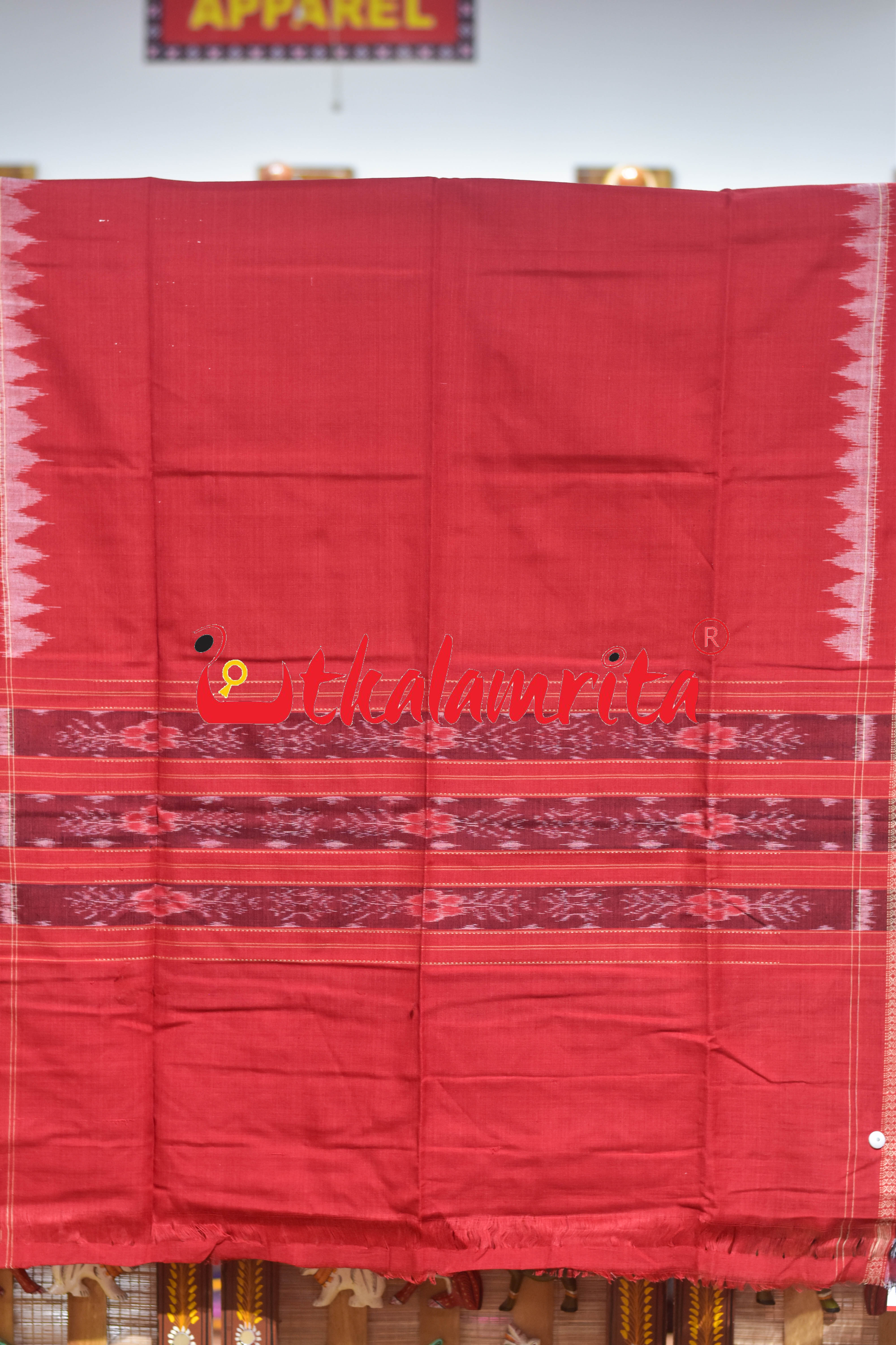 Mustard Red Jodi Tribals Sambalpuri Cotton Dress Set