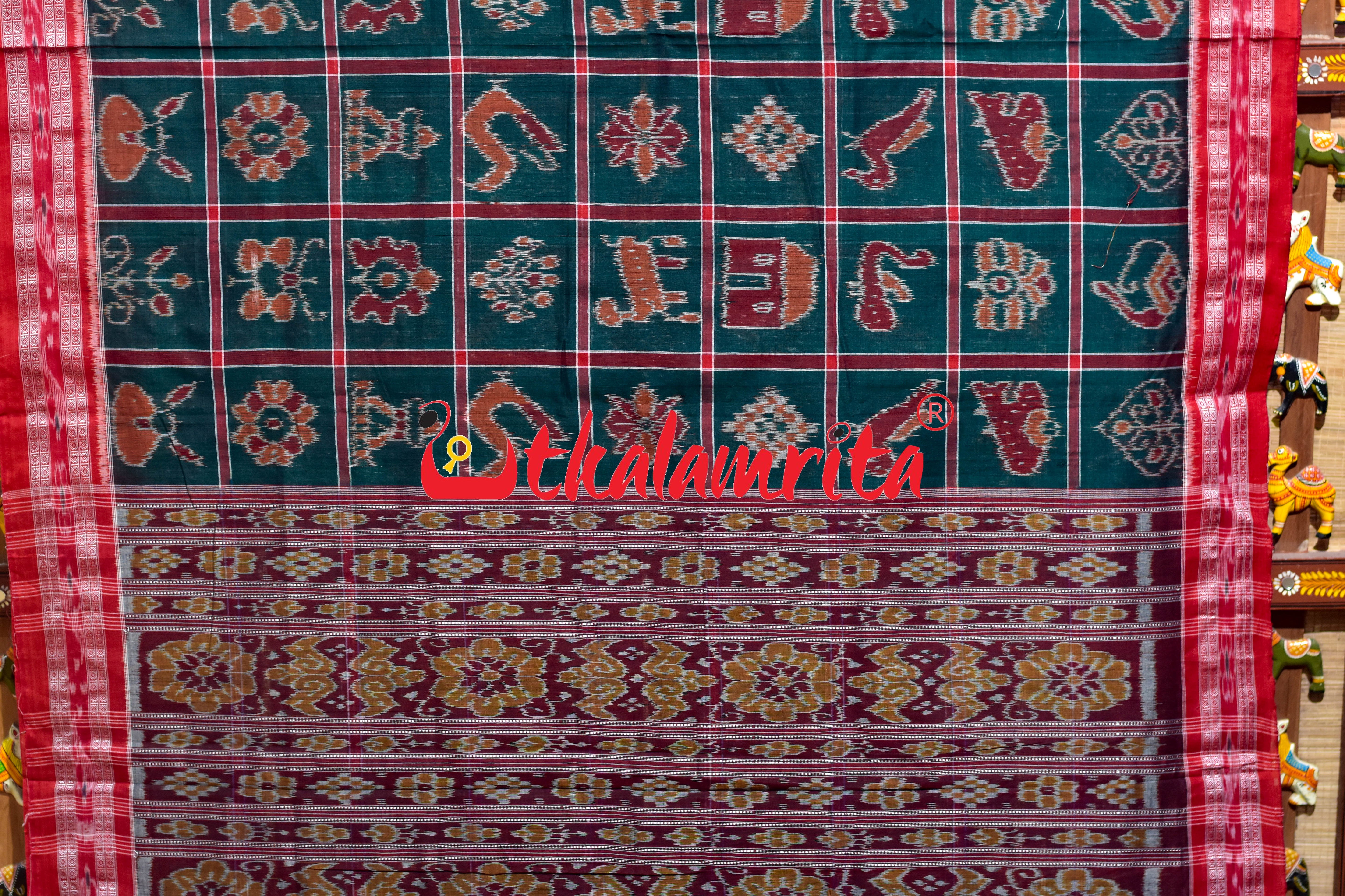 Bottle Green Nabakothi Khandua Cotton Saree