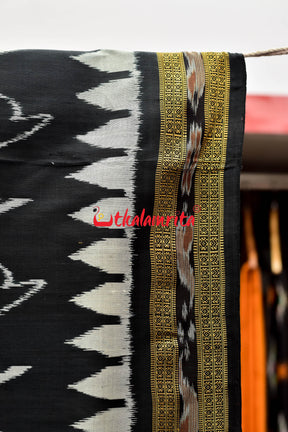 Black Sankha Khandua Silk Saree