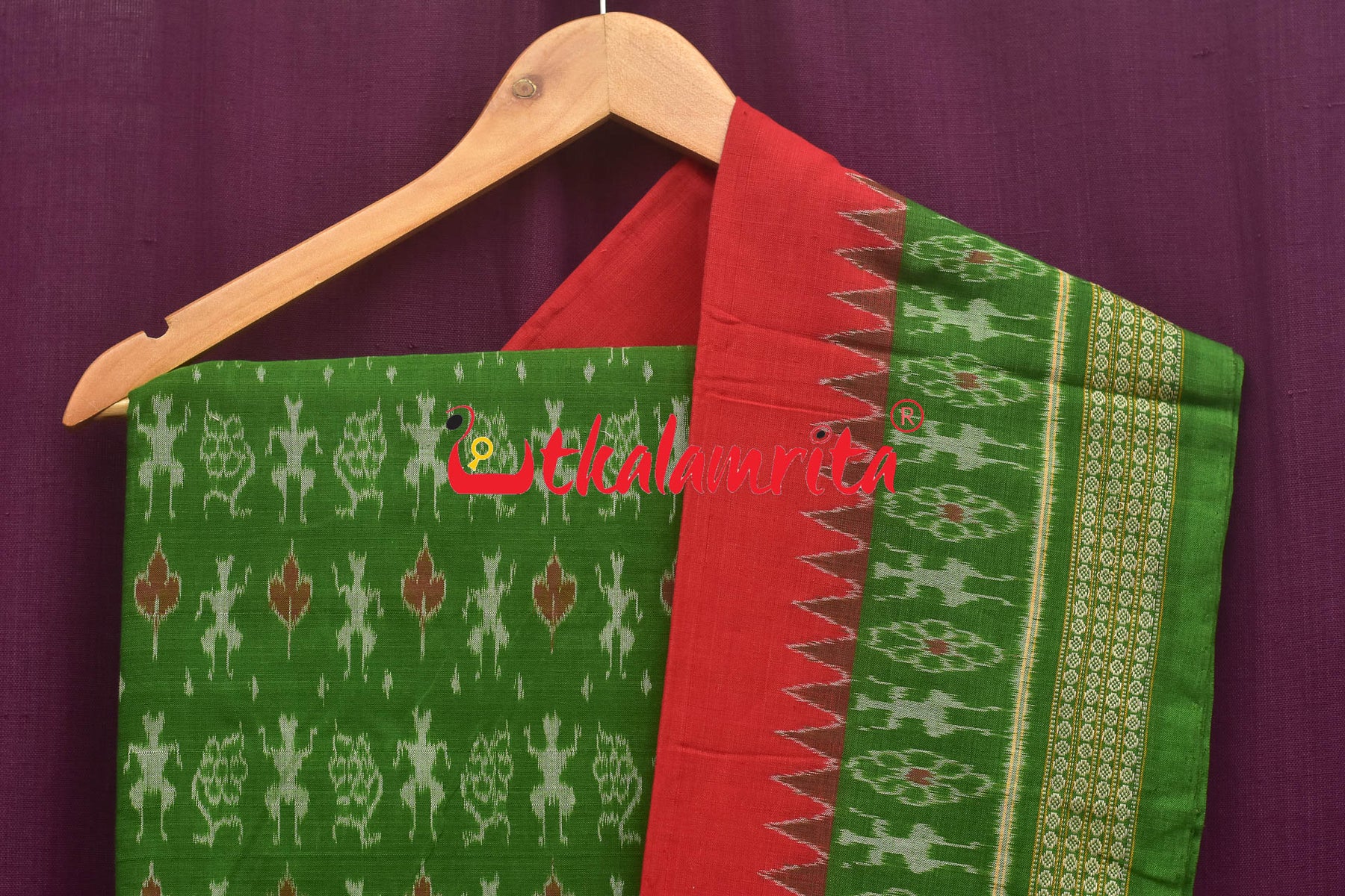 Green Red Standing Tribal Sambalpuri Dress Set