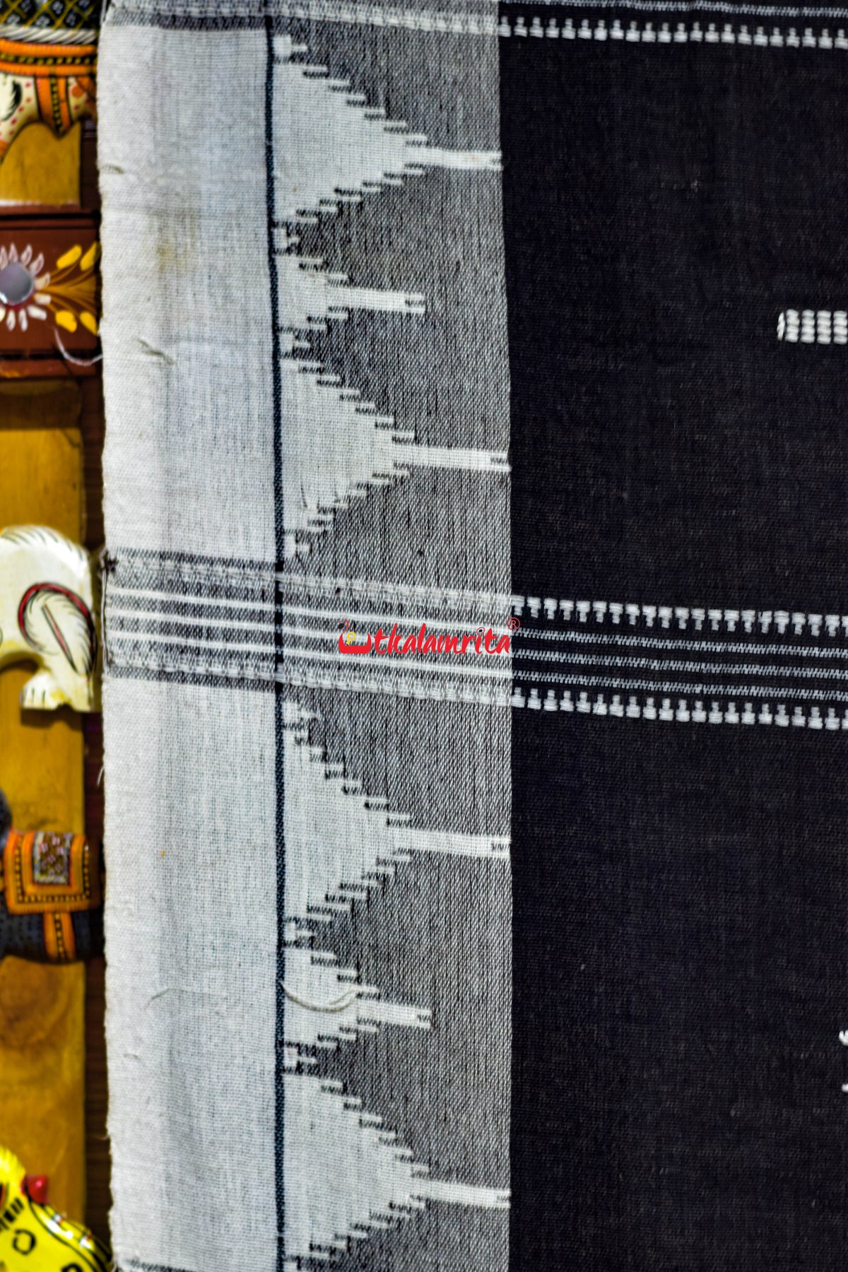 Charcoal Black White Body Motives Kotpad (Dupatta)