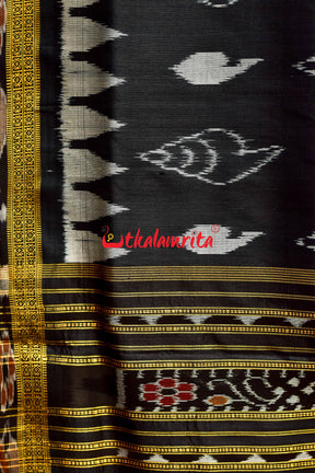 Black Sankha Khandua Silk Saree