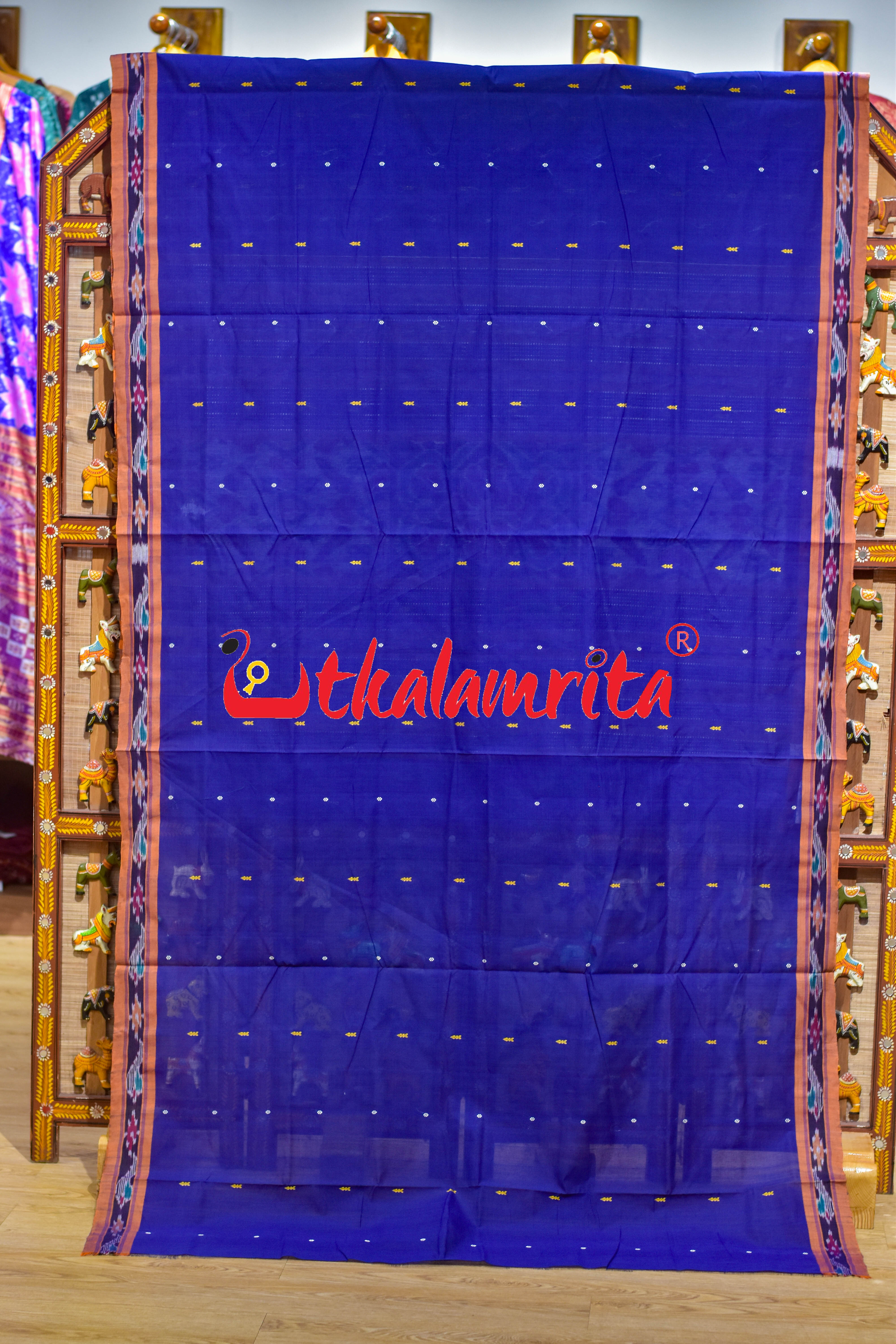 Purple Orange Chadhei Pittala Single Cotton Saree