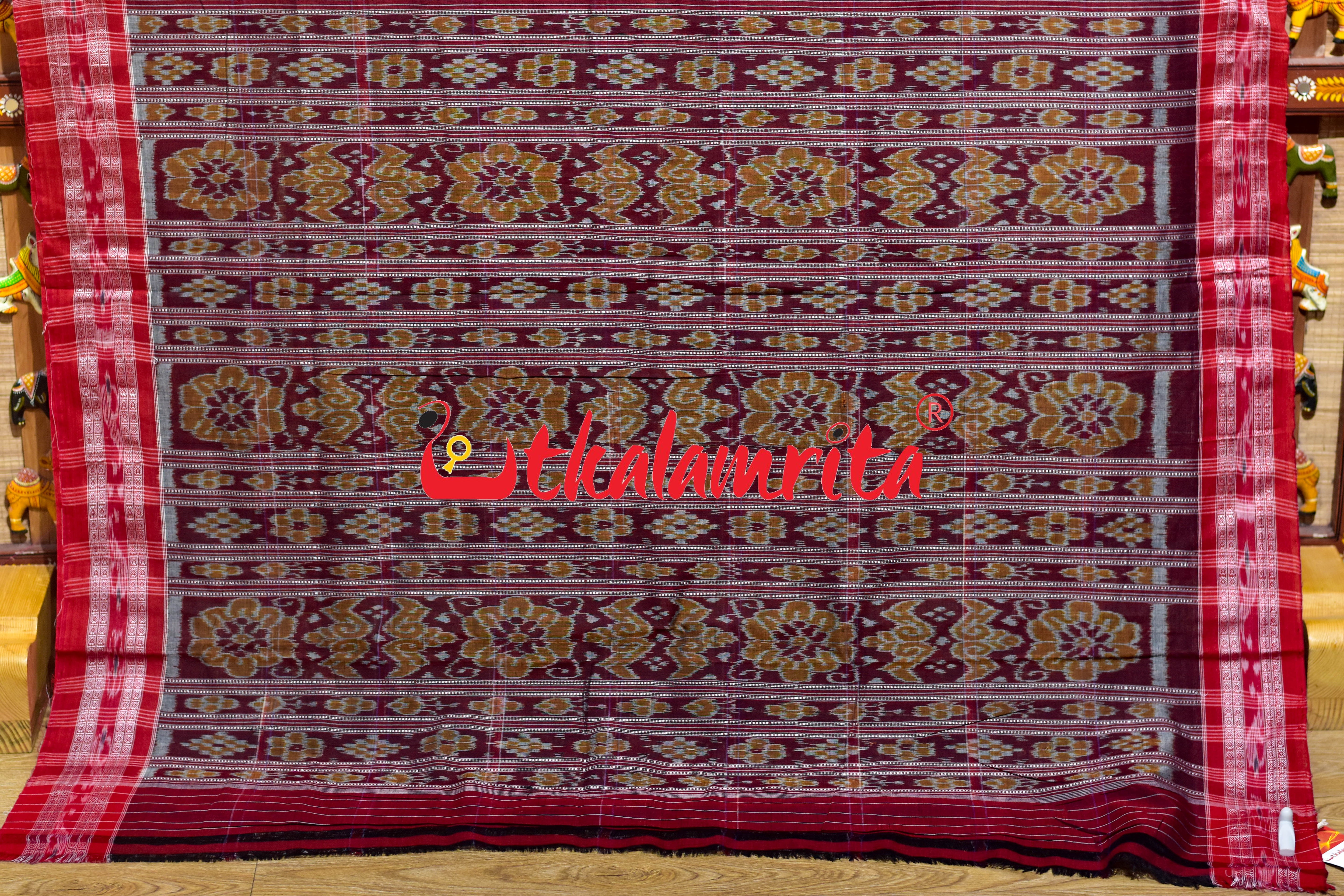 Bottle Green Nabakothi Khandua Cotton Saree
