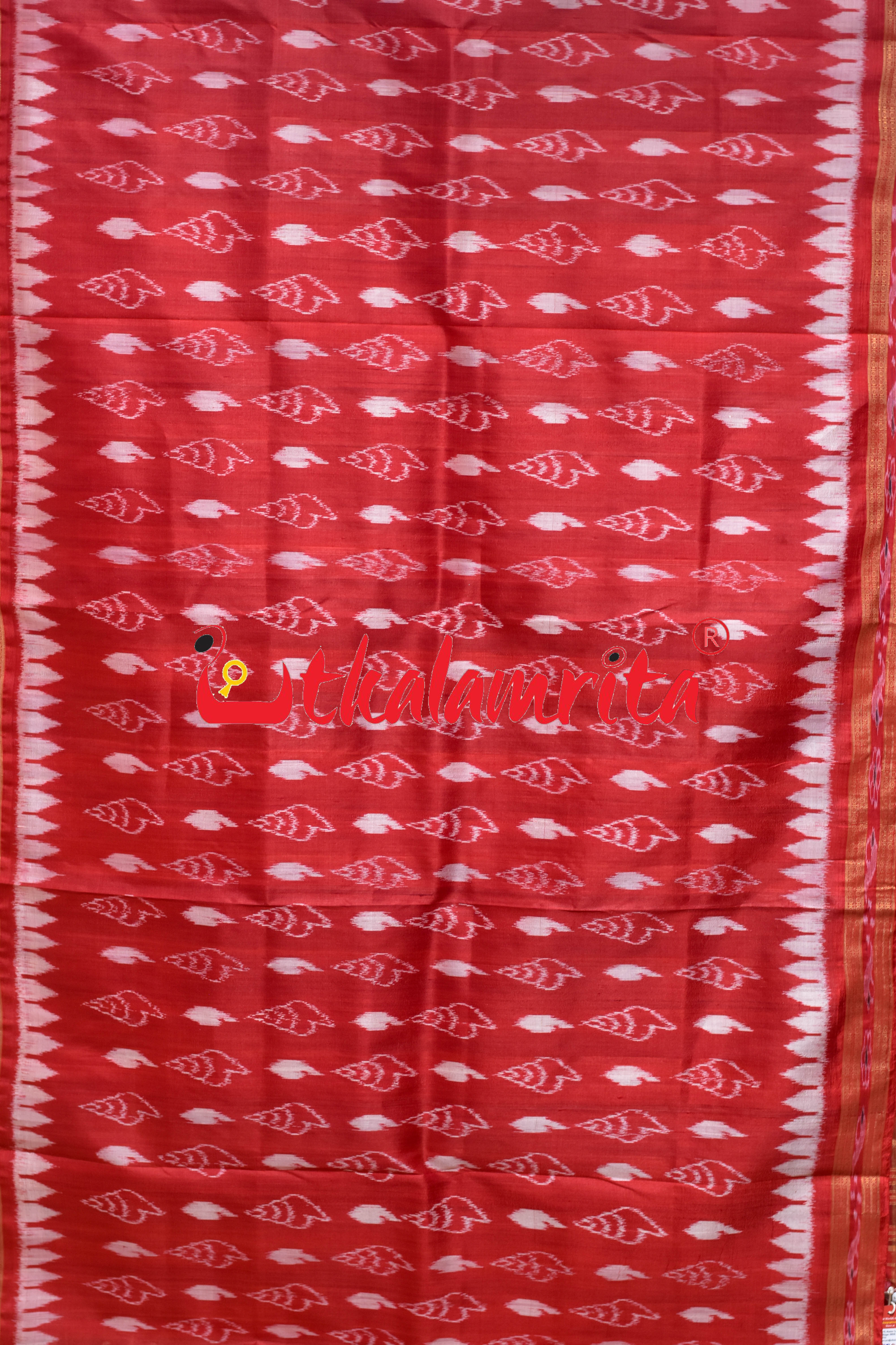 Red Sankha Khandua Silk Saree