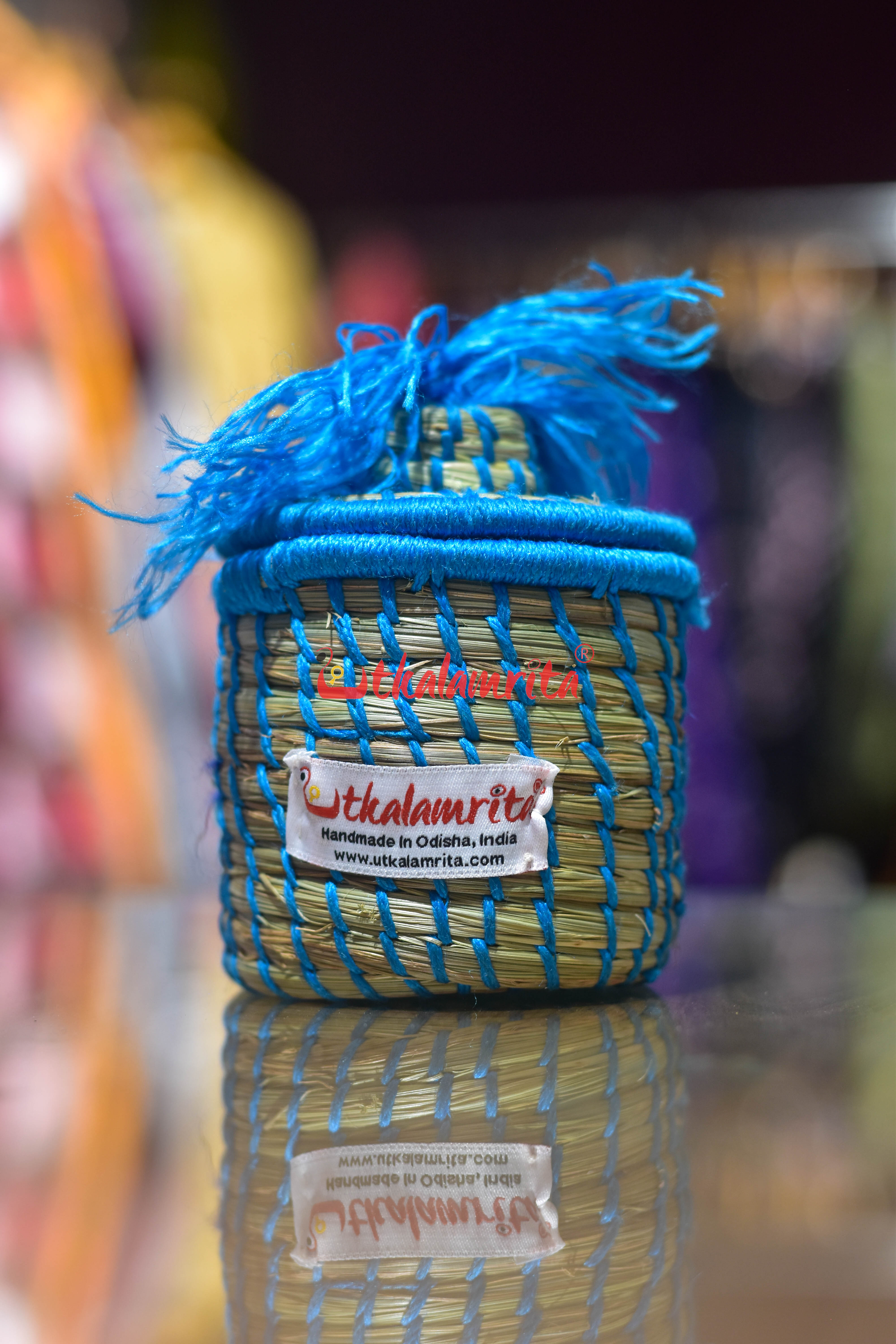 Sabai Grass Chuti Thread Jewellery Box Blue