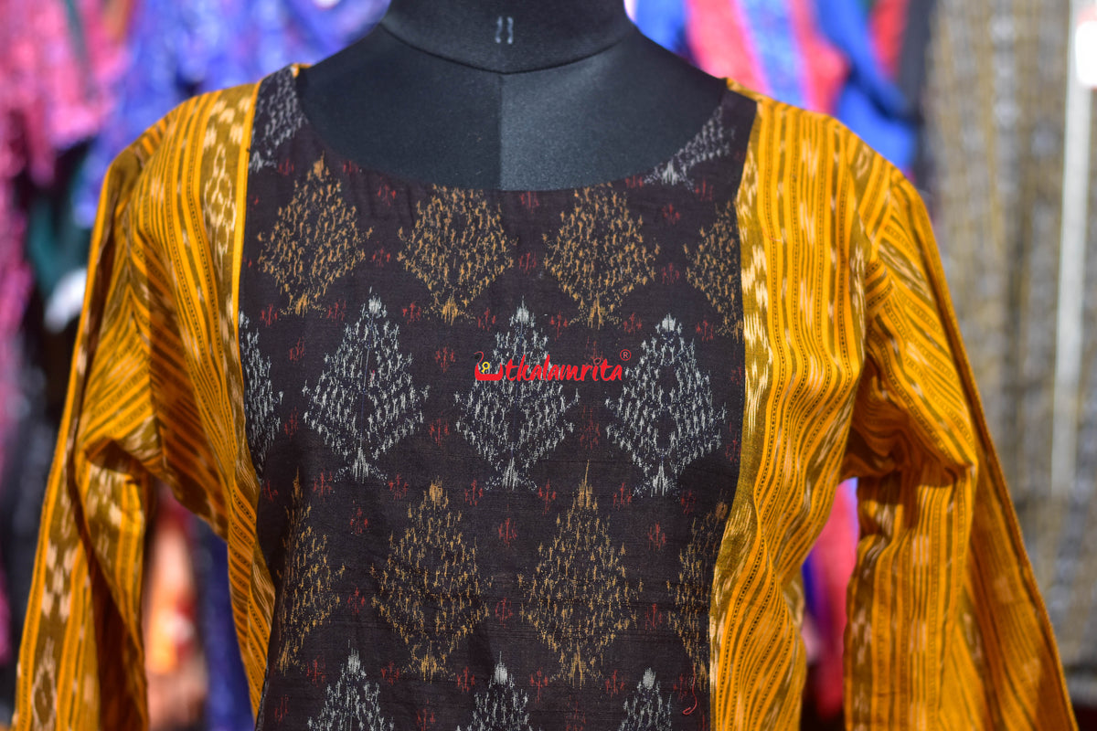 Mustard Hues Black Gacha Design (Ladies' Kurti)