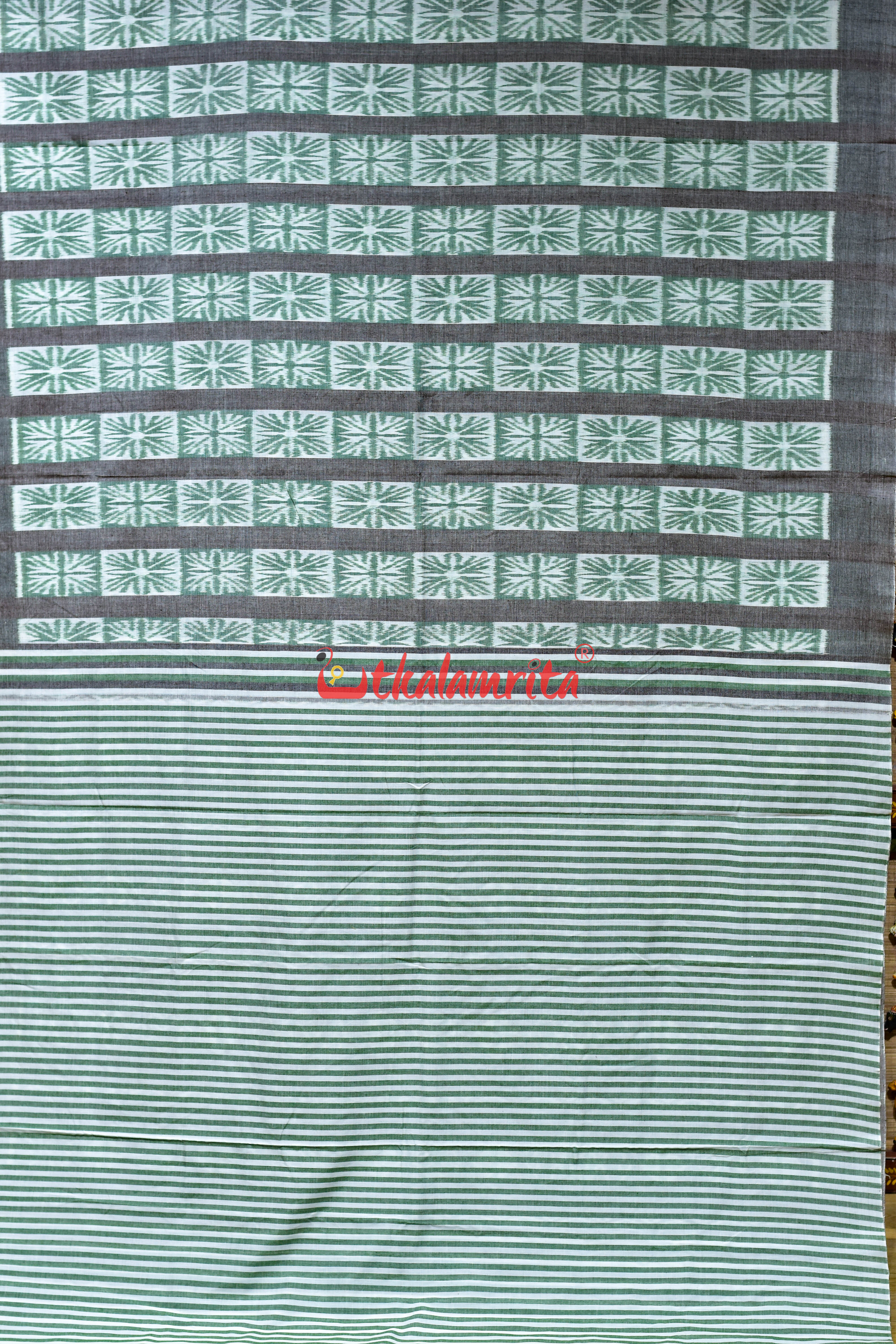 Clover Leaf Stripes Khandua Ikat Cotton Saree