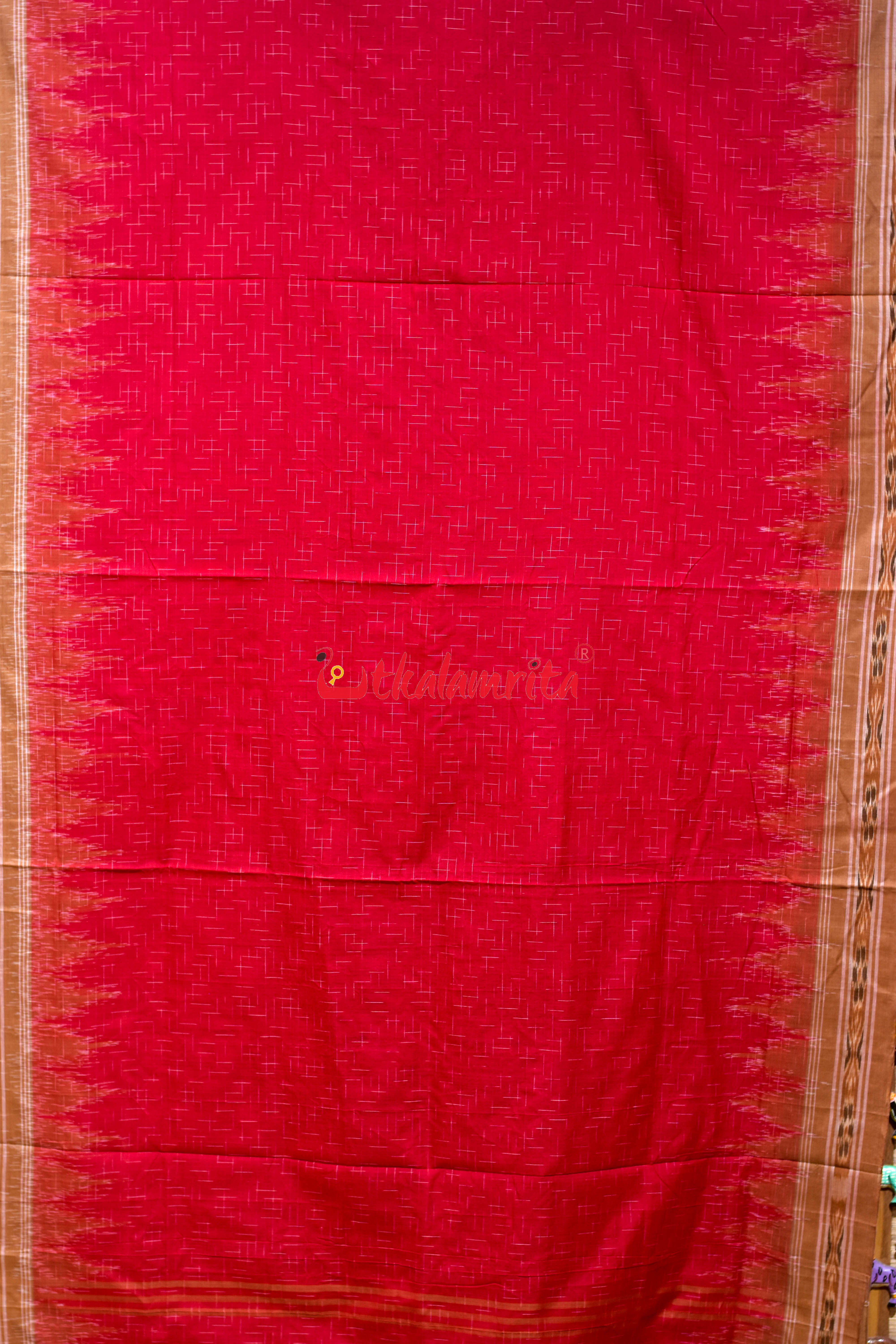 Red Brown Jharana Cotton Saree