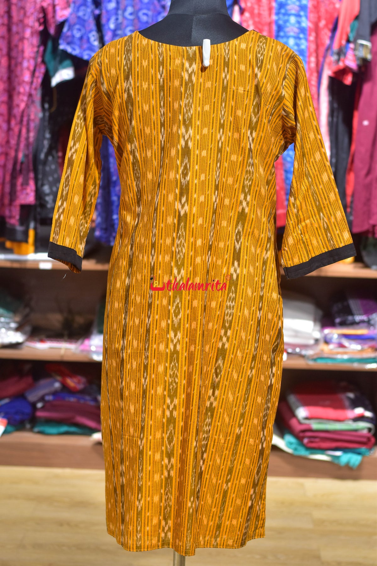 Mustard Hues Black Gacha Design (Ladies' Kurti)